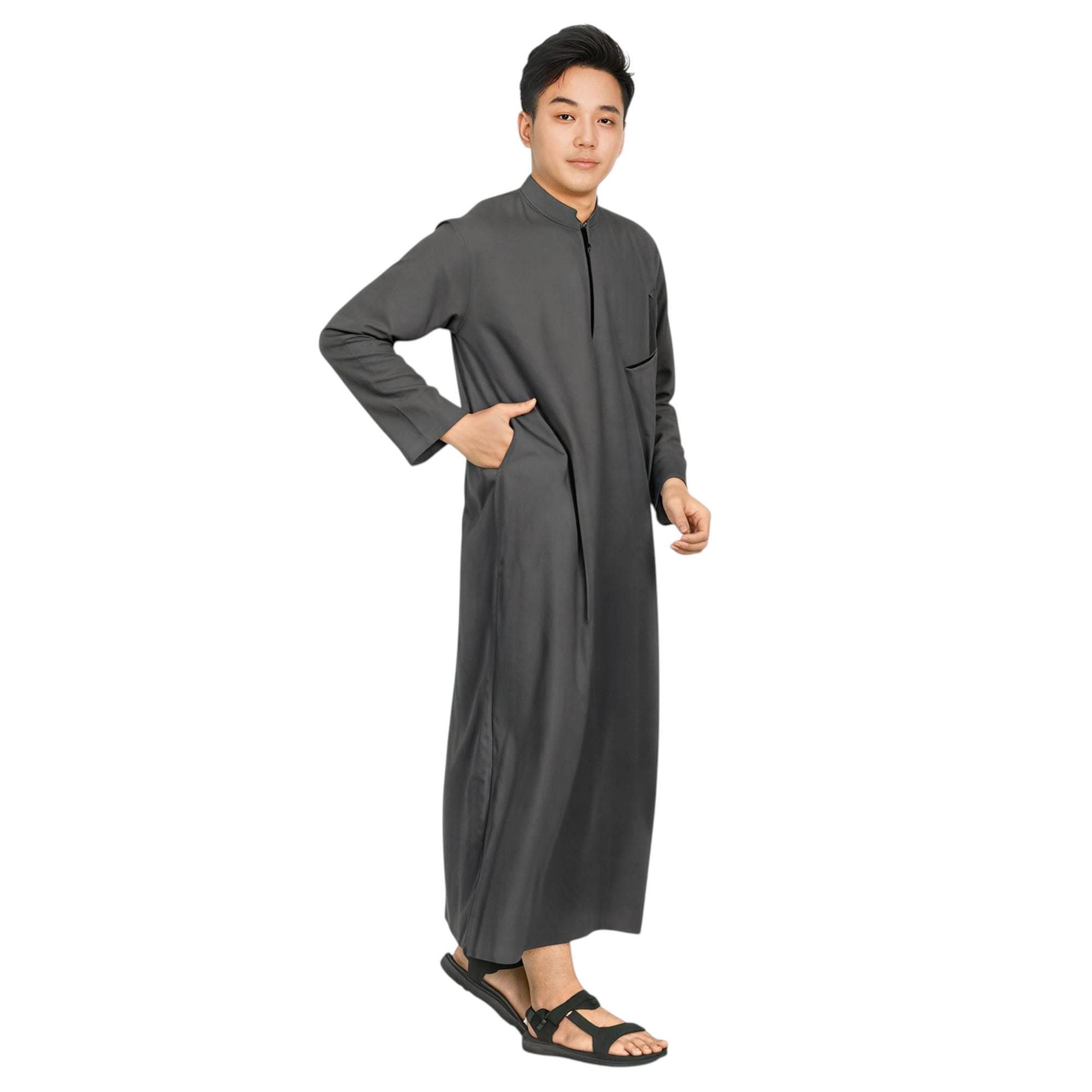 Soft Cotton Thobe for Men | Minimalist Long Sleeve Arabic Kaftan - image 5