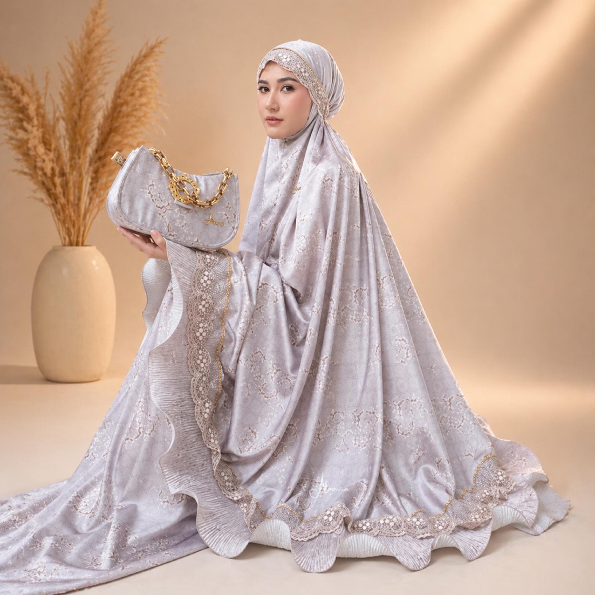 Luxury Silk Mukena 3-in-1 Muslim Prayer Set with Bag – Indonesia - image 3