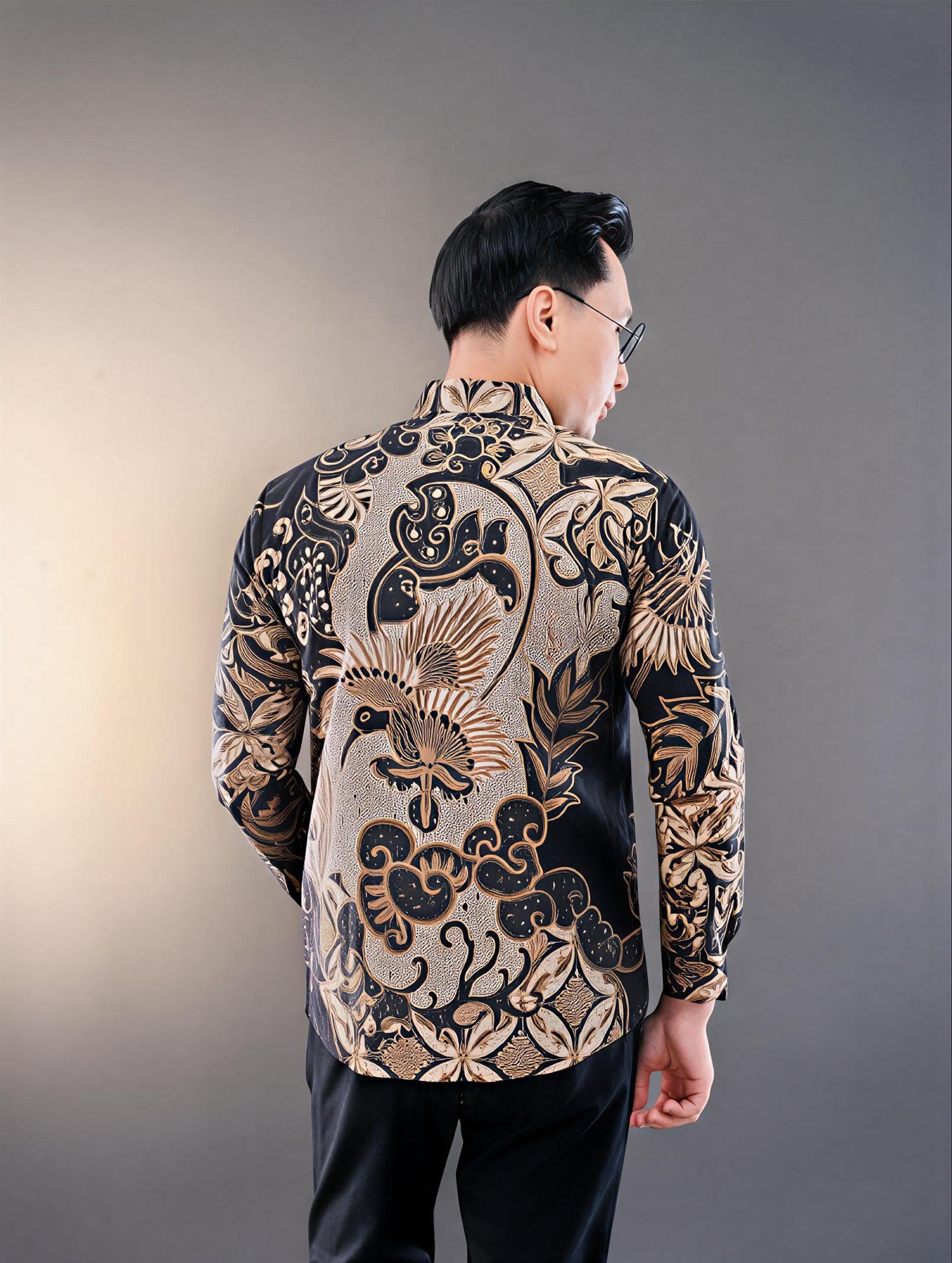 Men's Batik Shirt – Cotton, Slim Fit, Long Sleeve, Traditional Indonesian Style - image 3