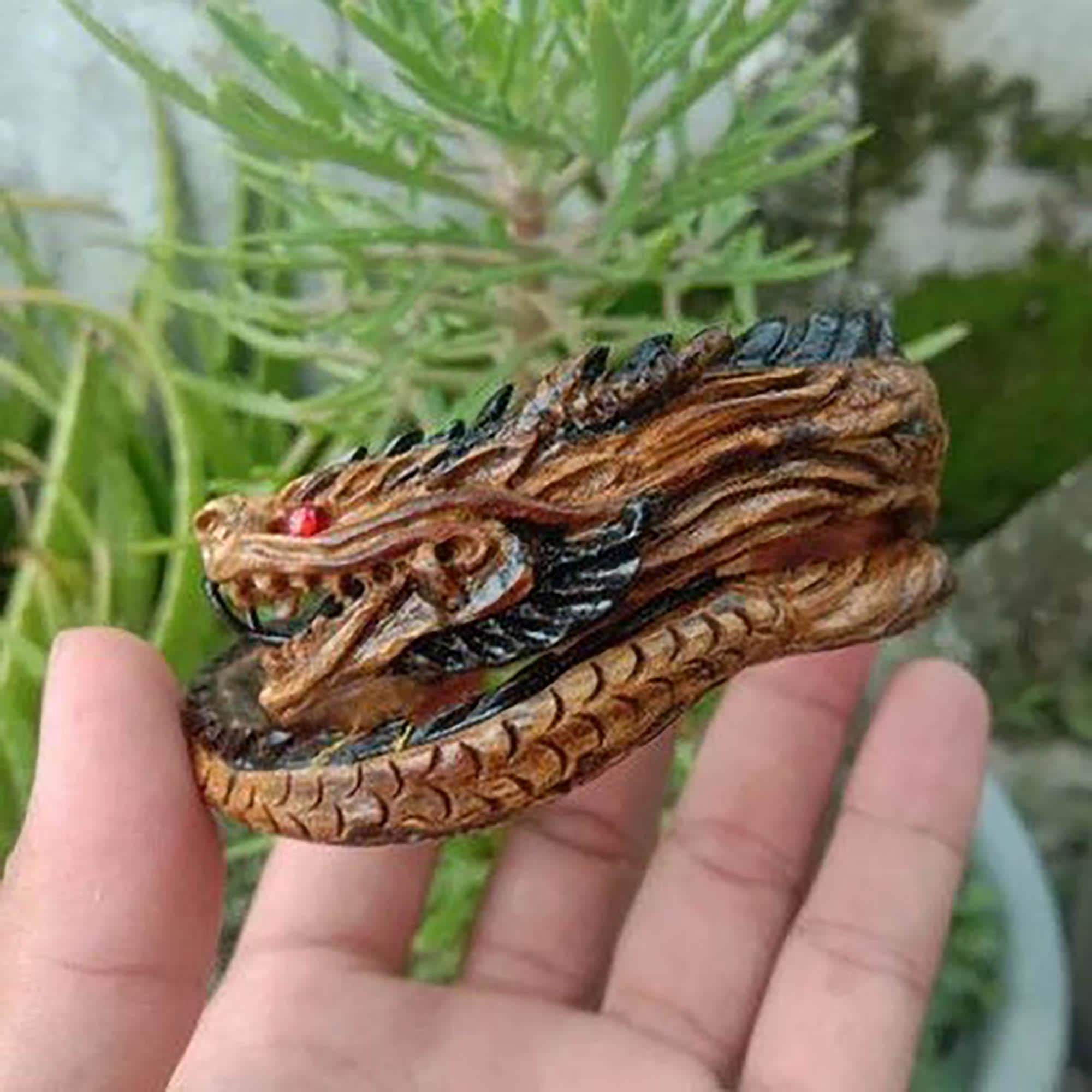 Dragon Carved Black Coral Bangle | Indonesian Talisman Jewelry - image 4
