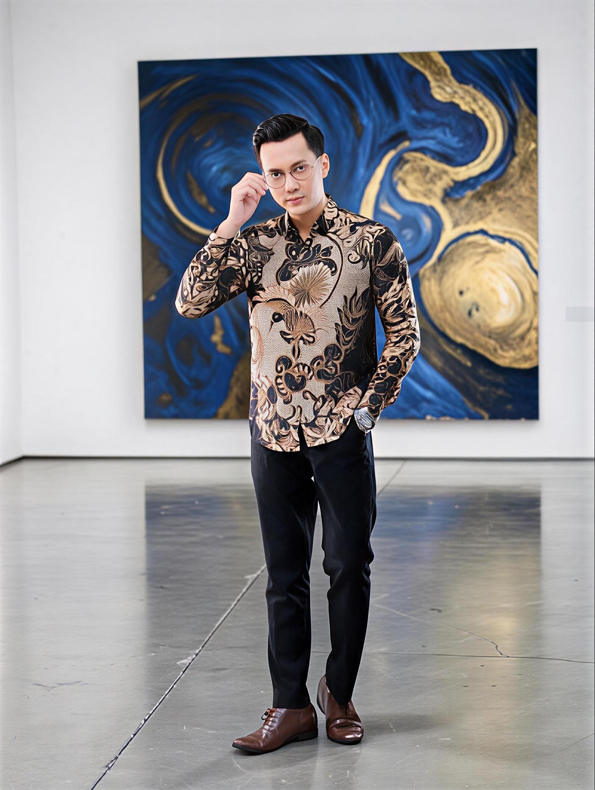 Men's Batik Shirt – Cotton, Slim Fit, Long Sleeve, Traditional Indonesian Style - image 4