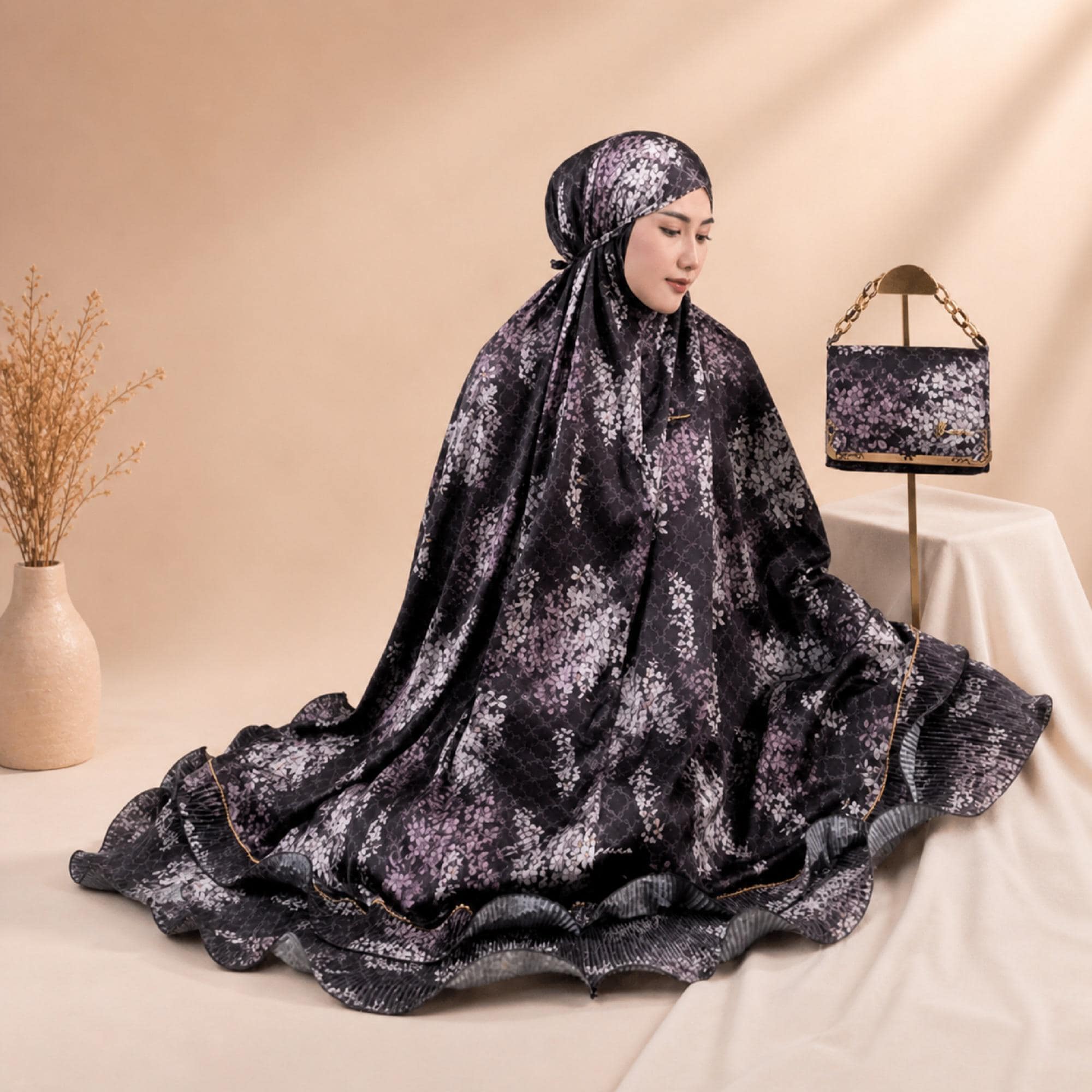 Luxury Silk Mukena 2in1 Prayer Set Elegant Muslim Women Gift