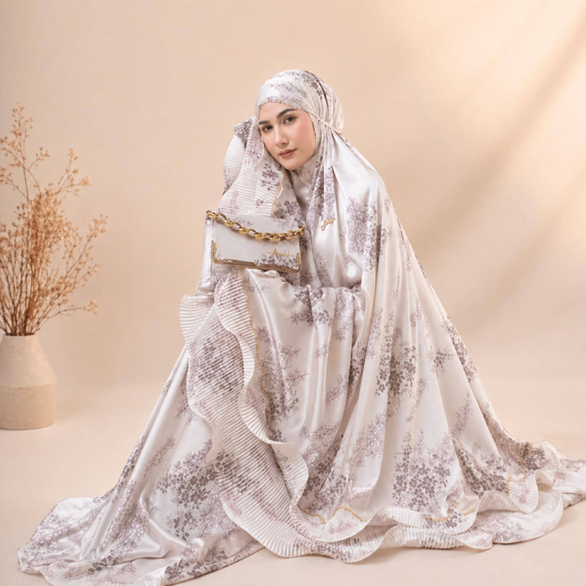 Luxury Silk Mukena 2in1 Prayer Set Elegant Muslim Women Gift - image 3