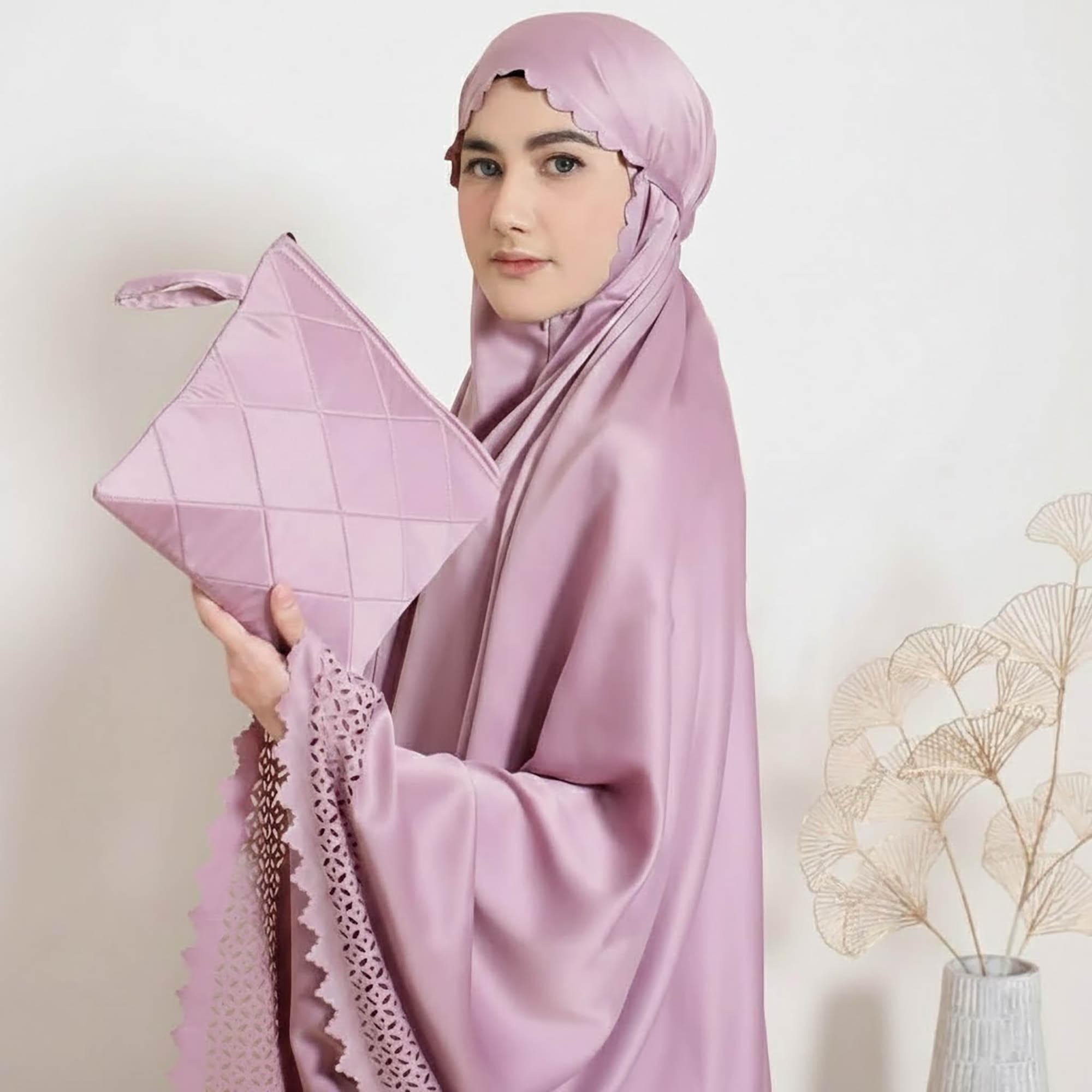 2-in-1 Silk Prayer Set | Satin Mukena with Bag - image 3