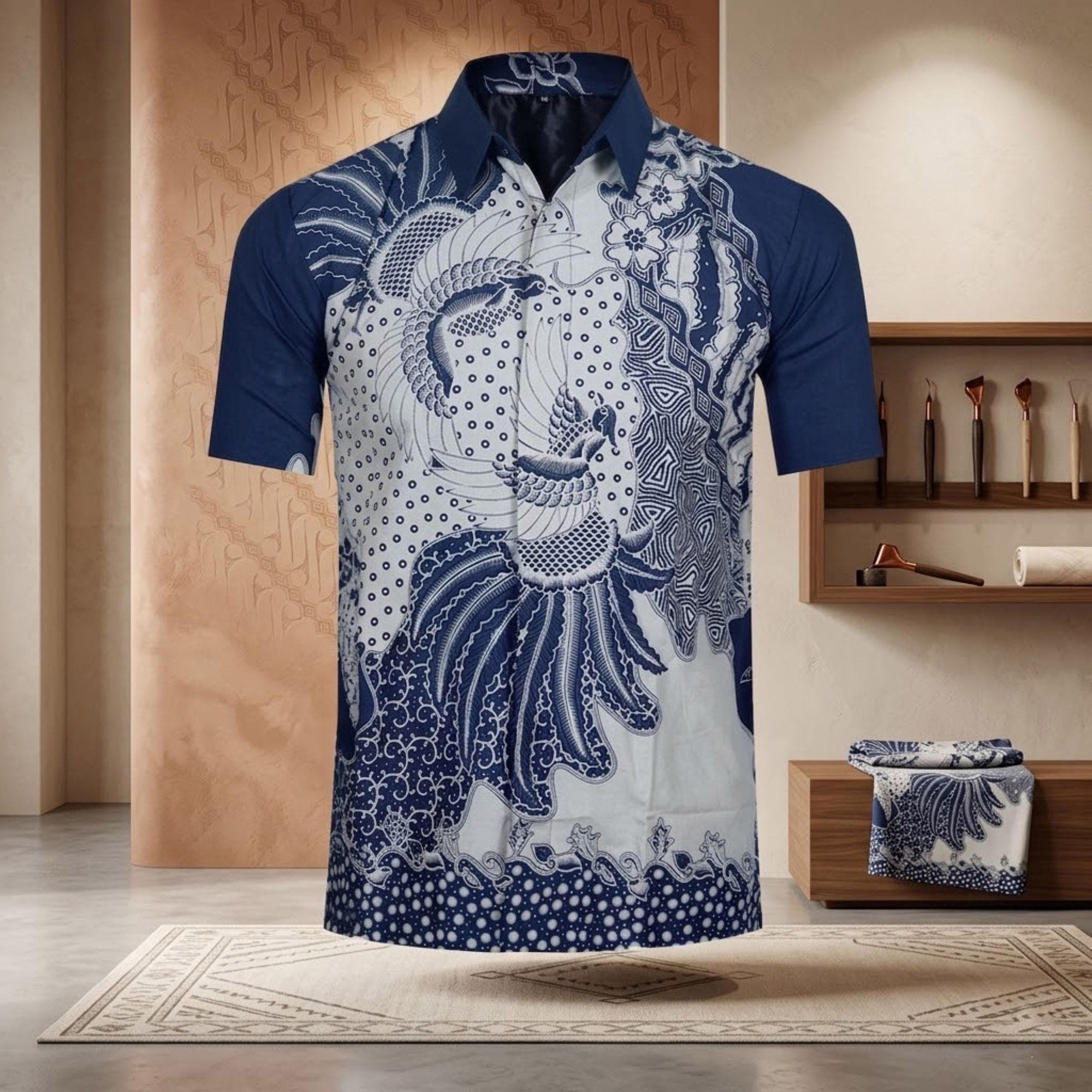 Men's Jathayu Batik Shirt – Slim Fit Cotton Indonesian Top