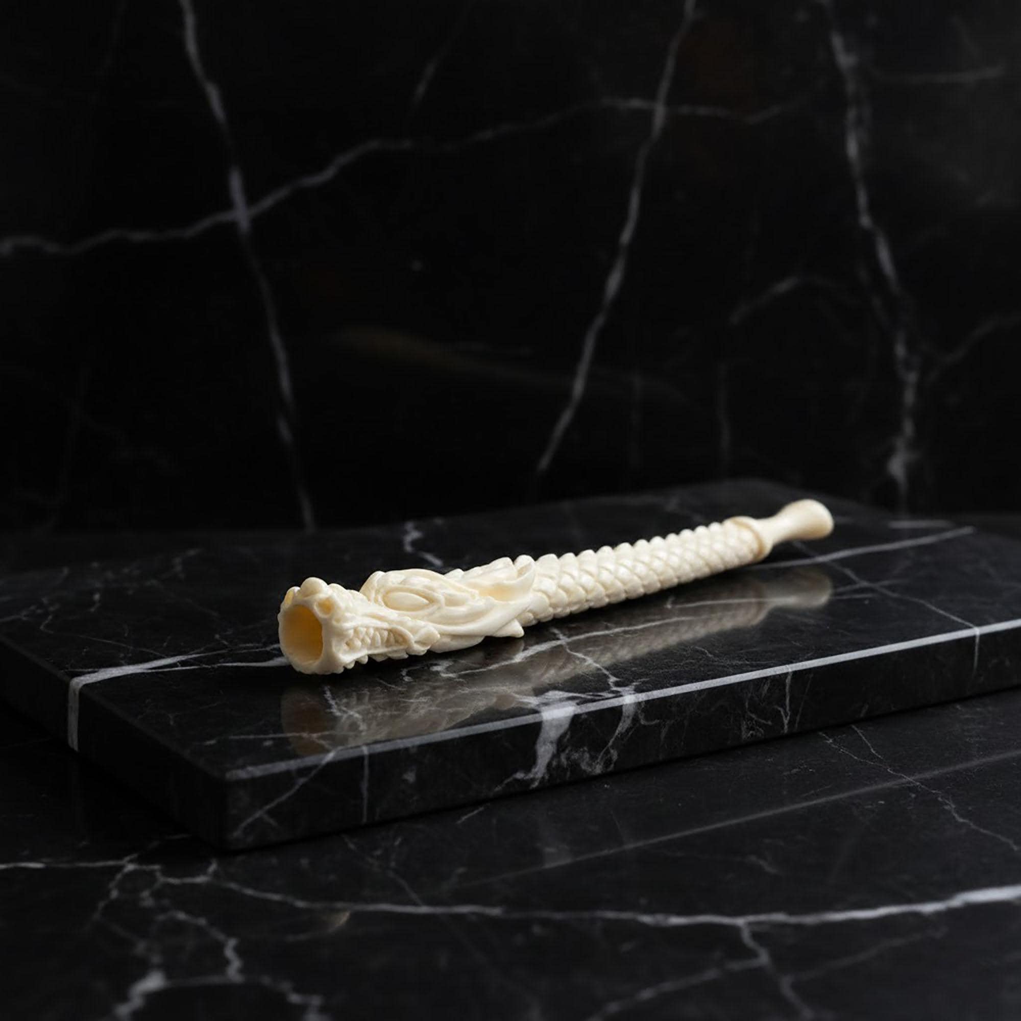 Hand-Carved Dragon Bone Pipe | 3D Dragon Bovine Bone Smoking Pipe | Artisan Crafted Tobacco Pipe | Mythical Creature Collectible |