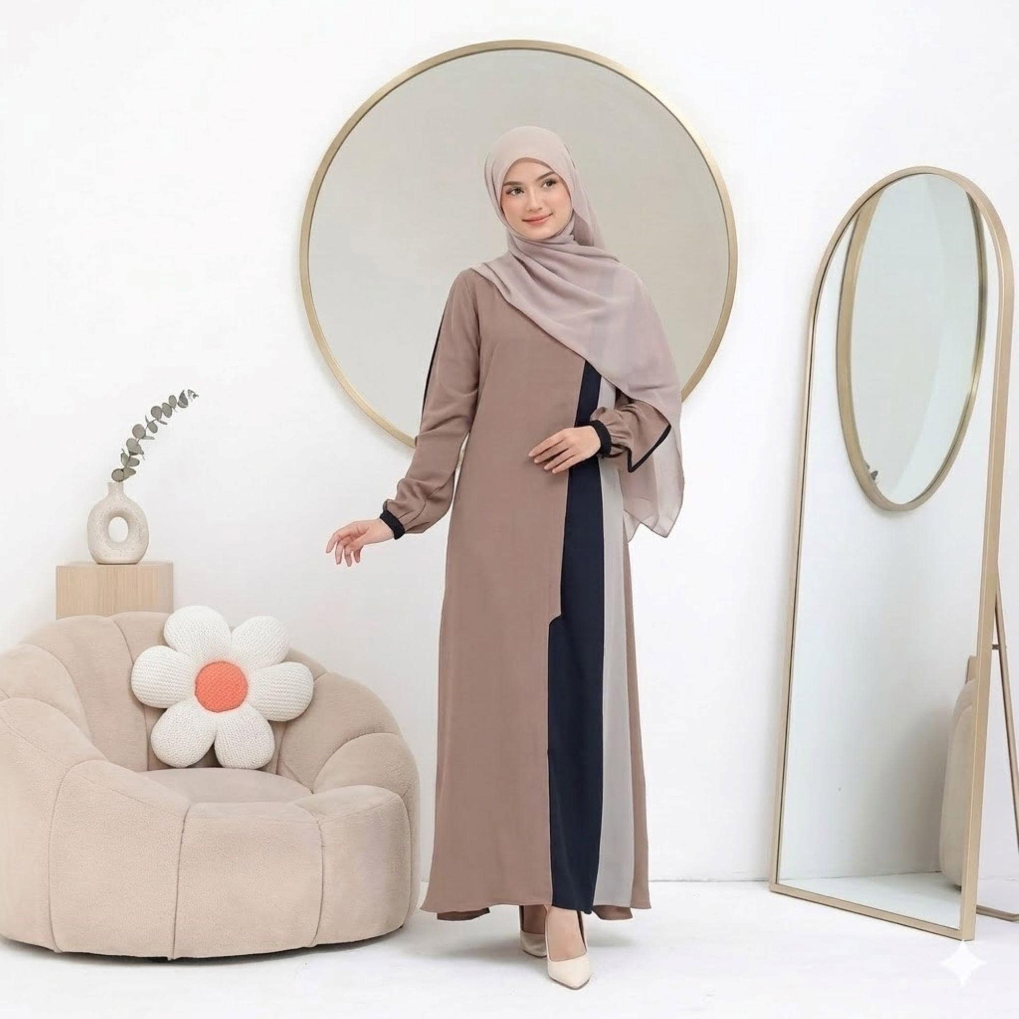 Color Block Abaya Dress – Wollycrepe Modest Maxi Muslimah Fashion