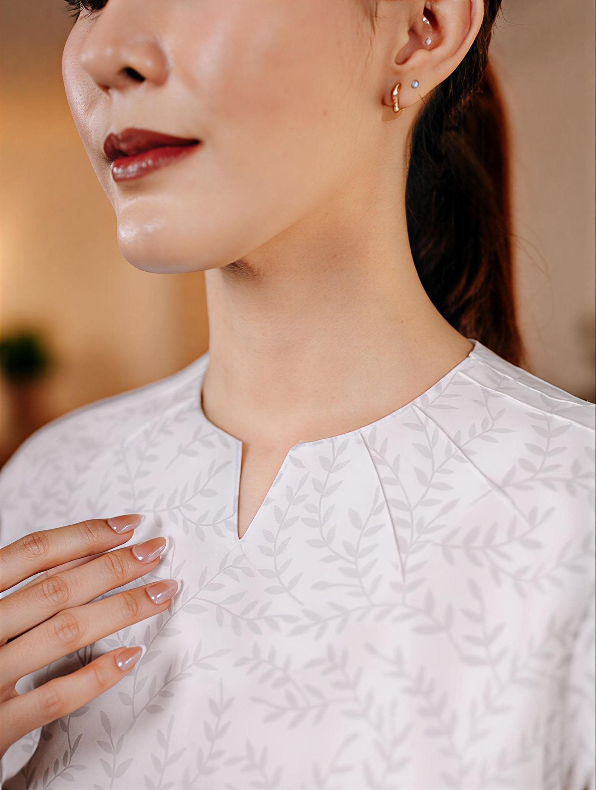 Handmade White Batik Midi Dress – Floral Summer Outfit, 100% Cotton - image 4