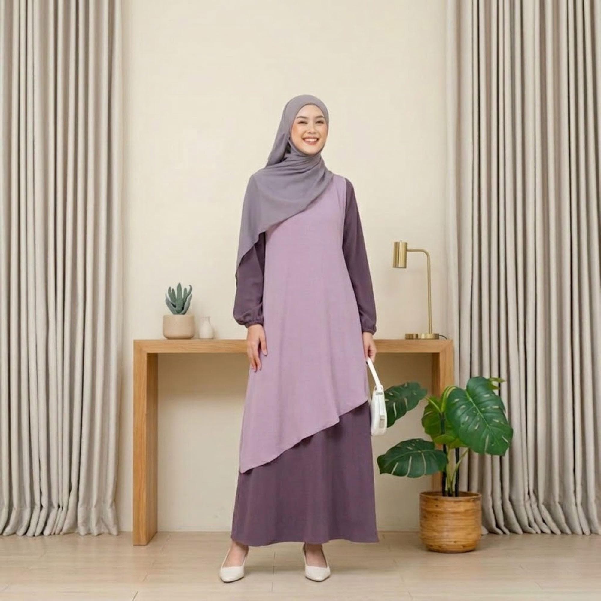 Modest Dress Set, Crinkle Airflow Gamis, Minimalist Abaya, Breathable Maxi Outfit - image 4