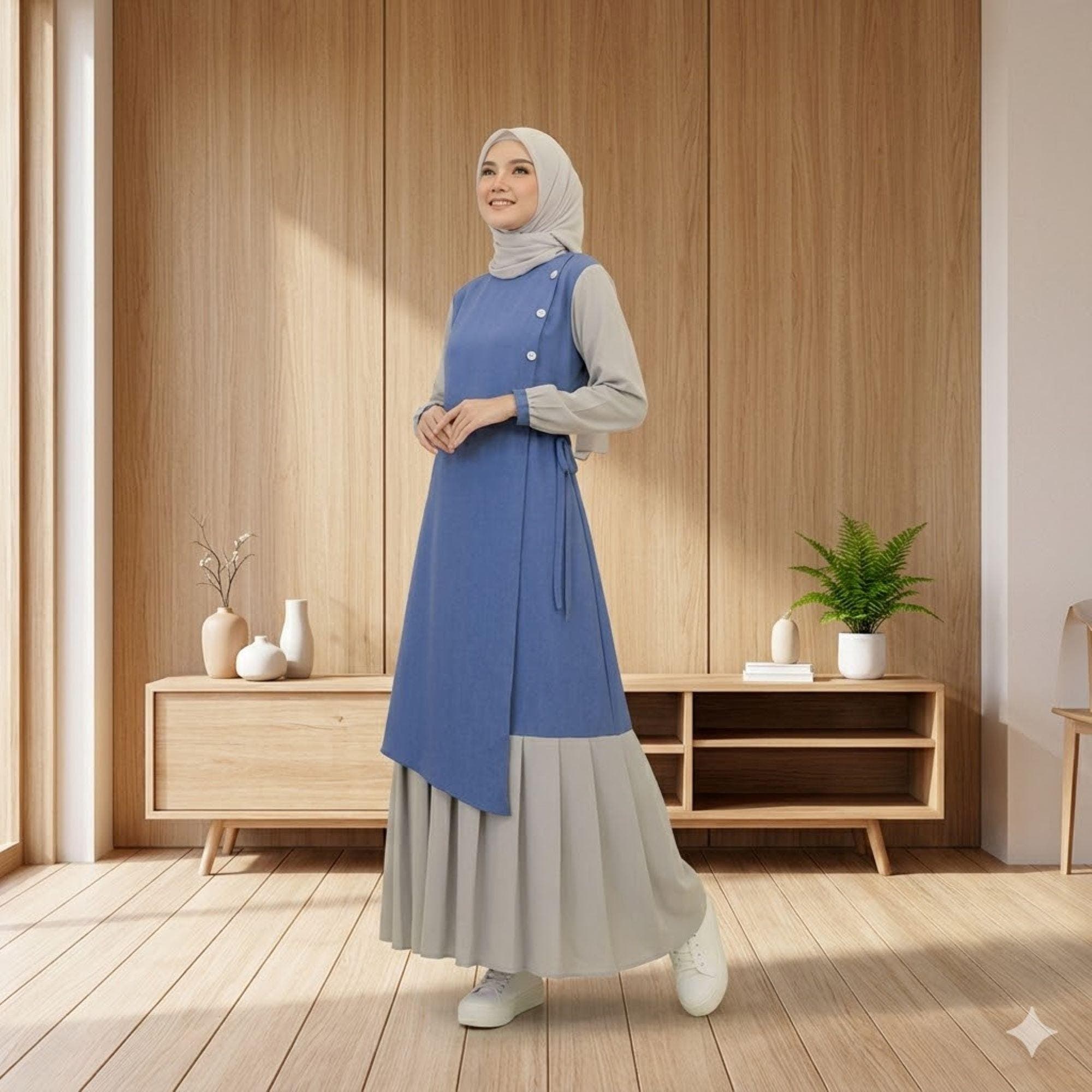 Wollycrepe Gamis Dress – Modest Long Sleeve Maxi, Elegant Abaya - image 4