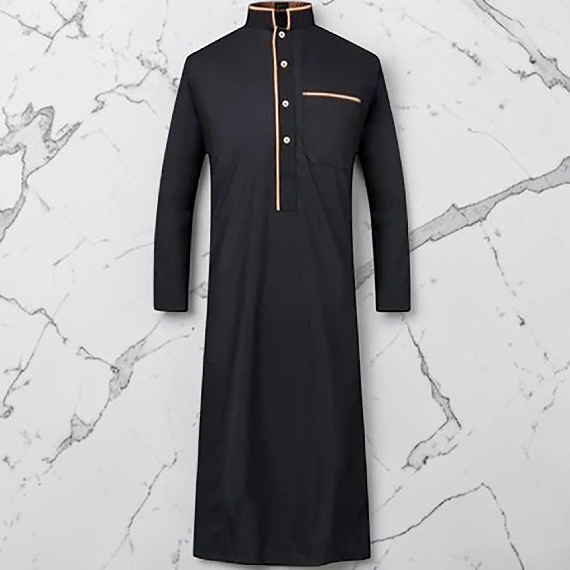 Men's Luxe Blend Thobe | Classic Long Sleeve Arabic Gown with Buttons