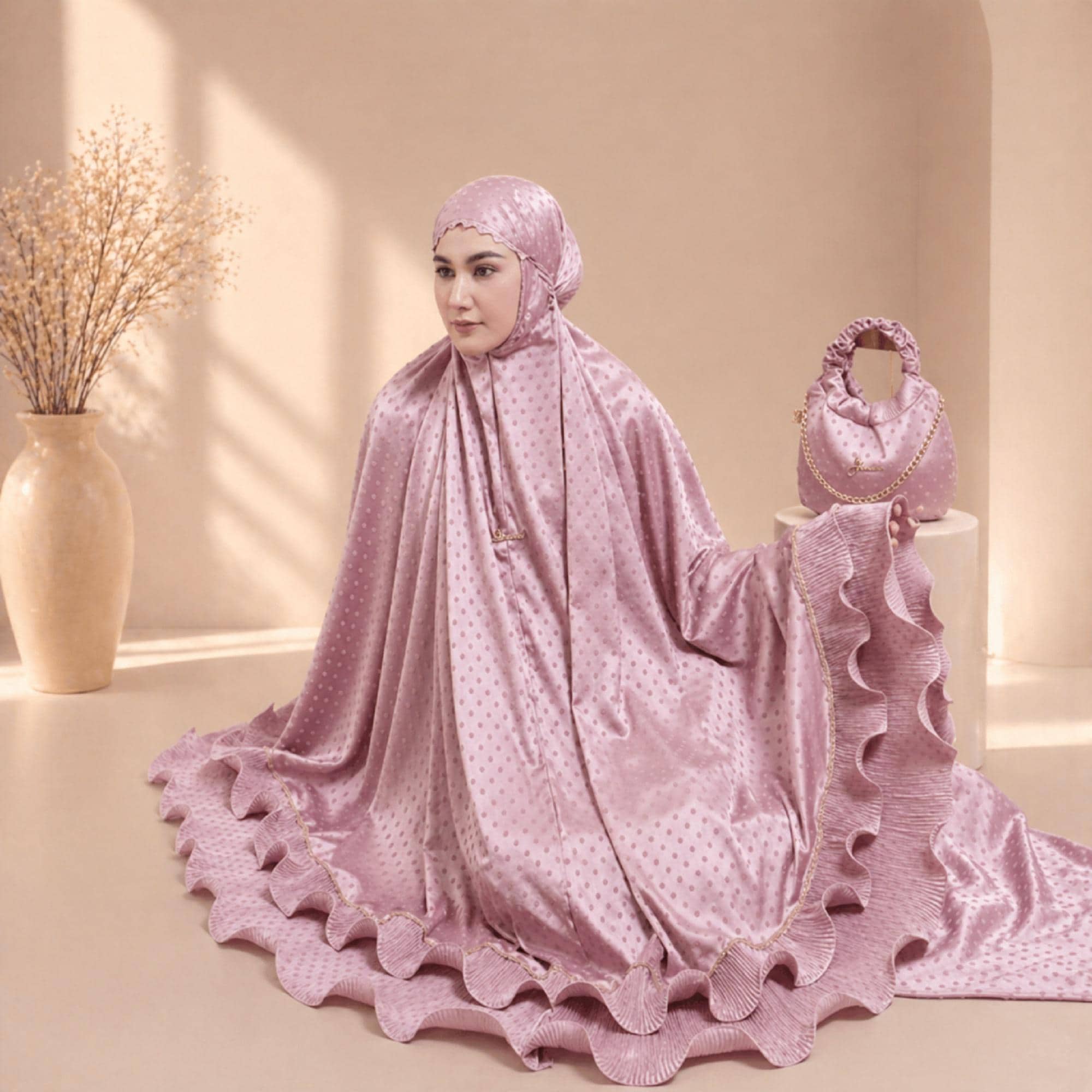 Luxury Silk Prayer Set for Women 2-in-1 Mukena with Travel Bag - image 5