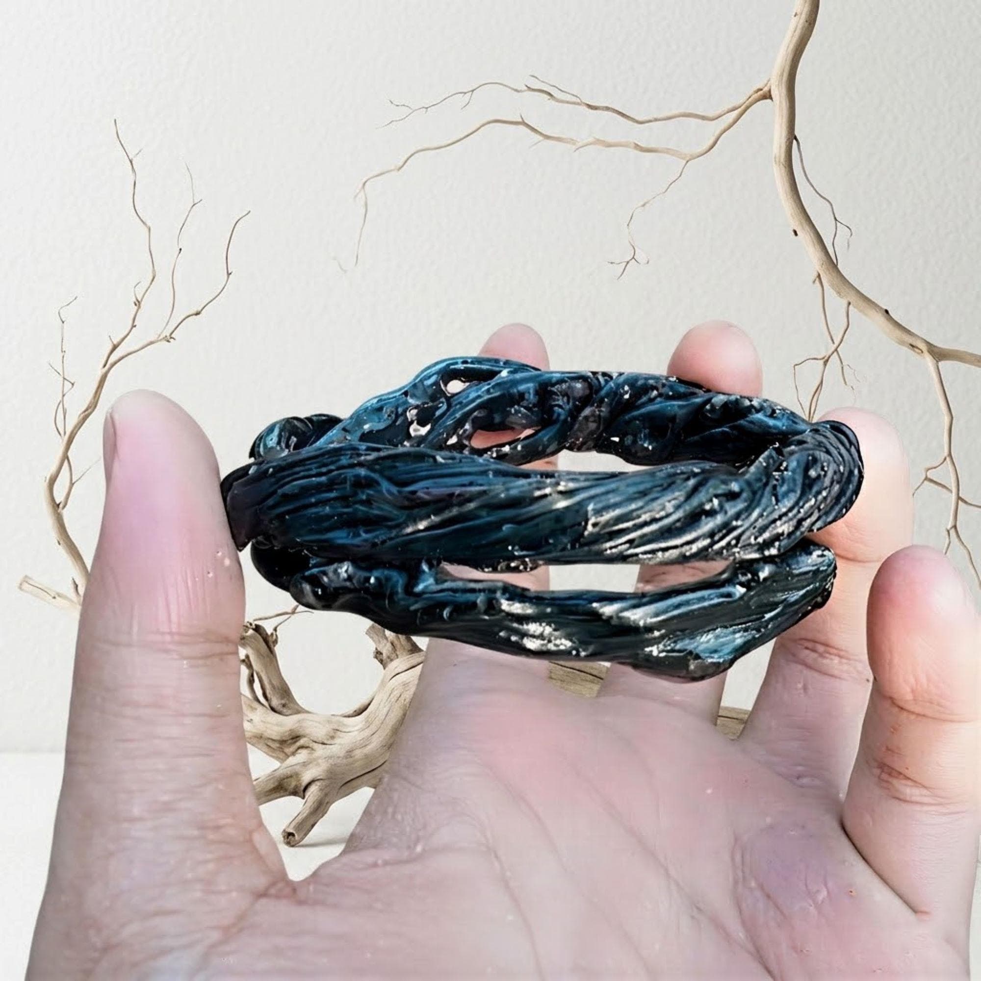 Hand-Braided Black Coral Bracelet | Indonesian Amulet Jewelry - image 4