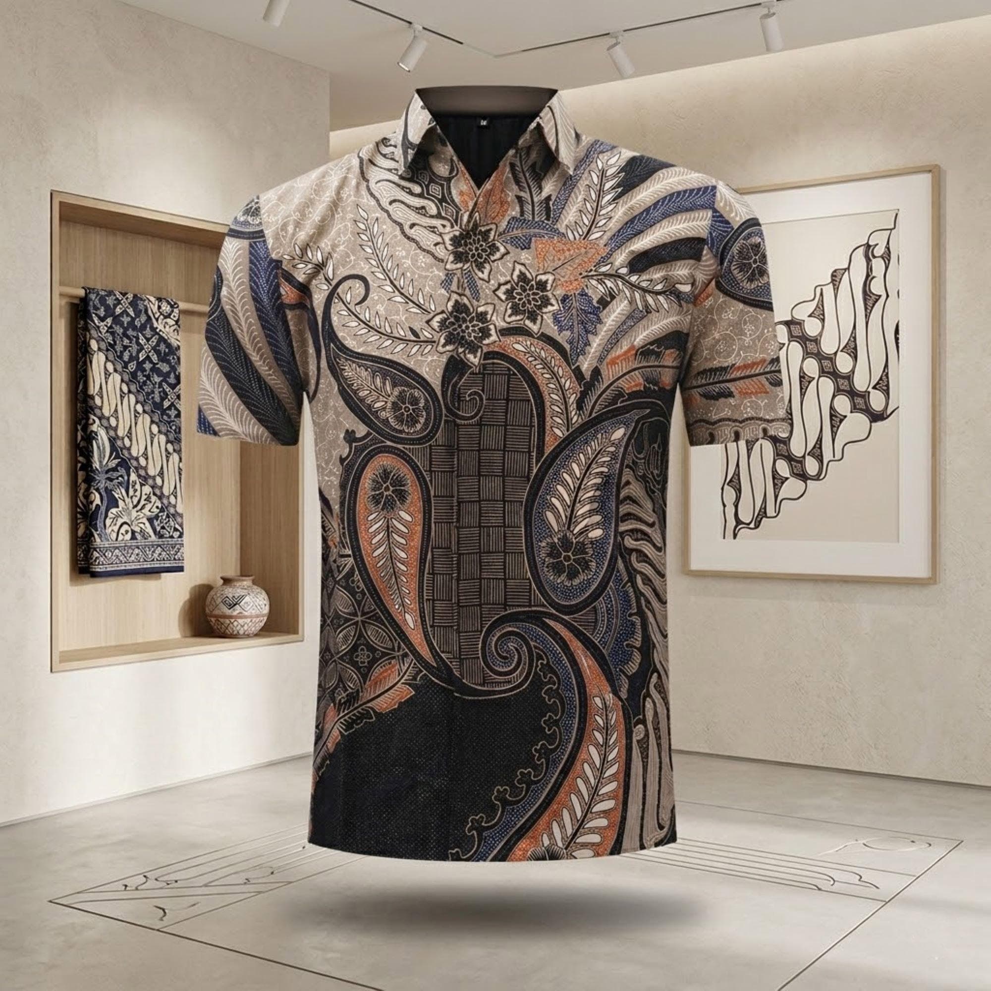 Men's Batik Shirt – Slim Fit Luxury Cotton, Traditional Menoreh Motif - image 3