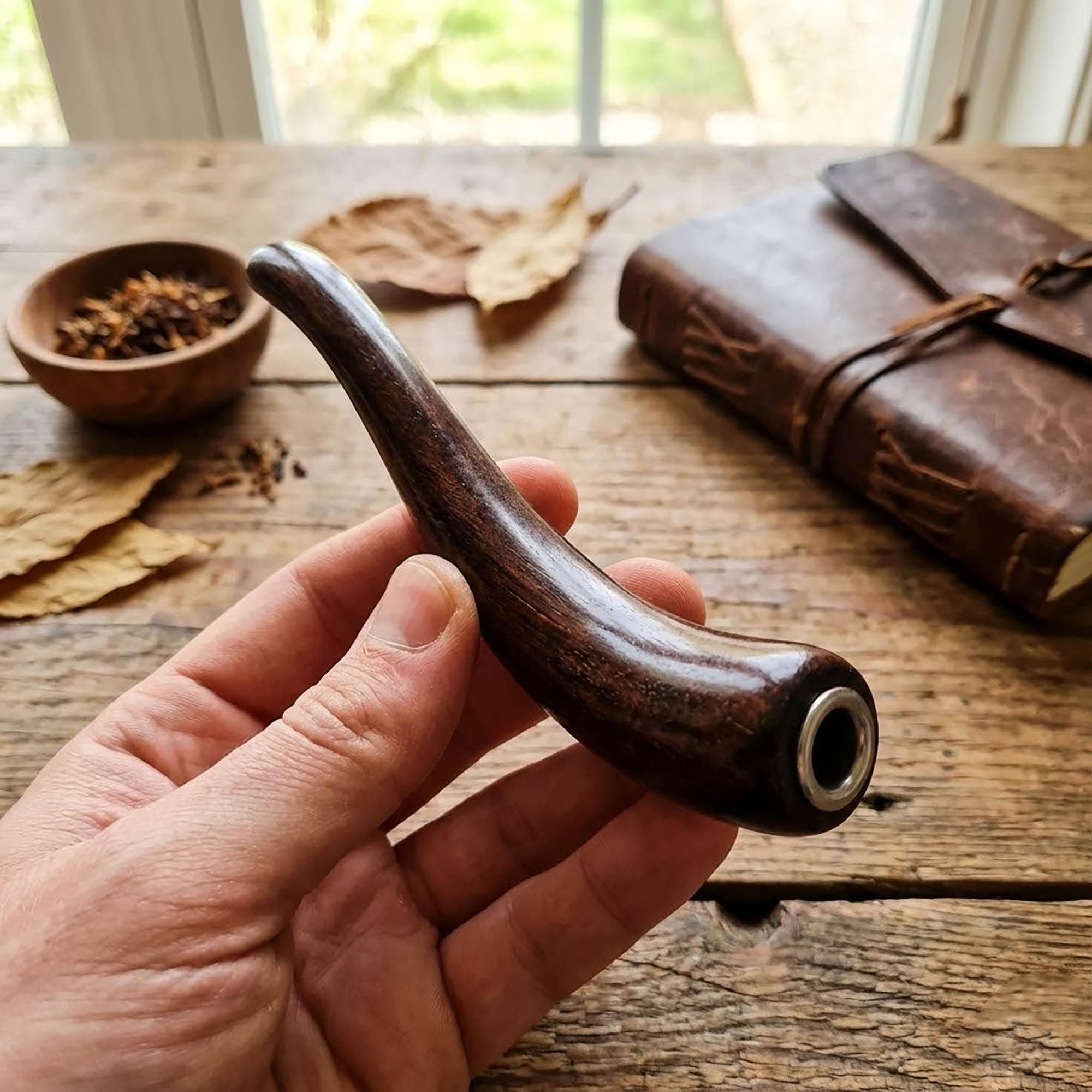 Super Curved Wood Cigarette Holder | Handcarved Premium Natural Wood Pipe | Faux Ivory Style Smoking Accessory | Unique Gift from Indonesia