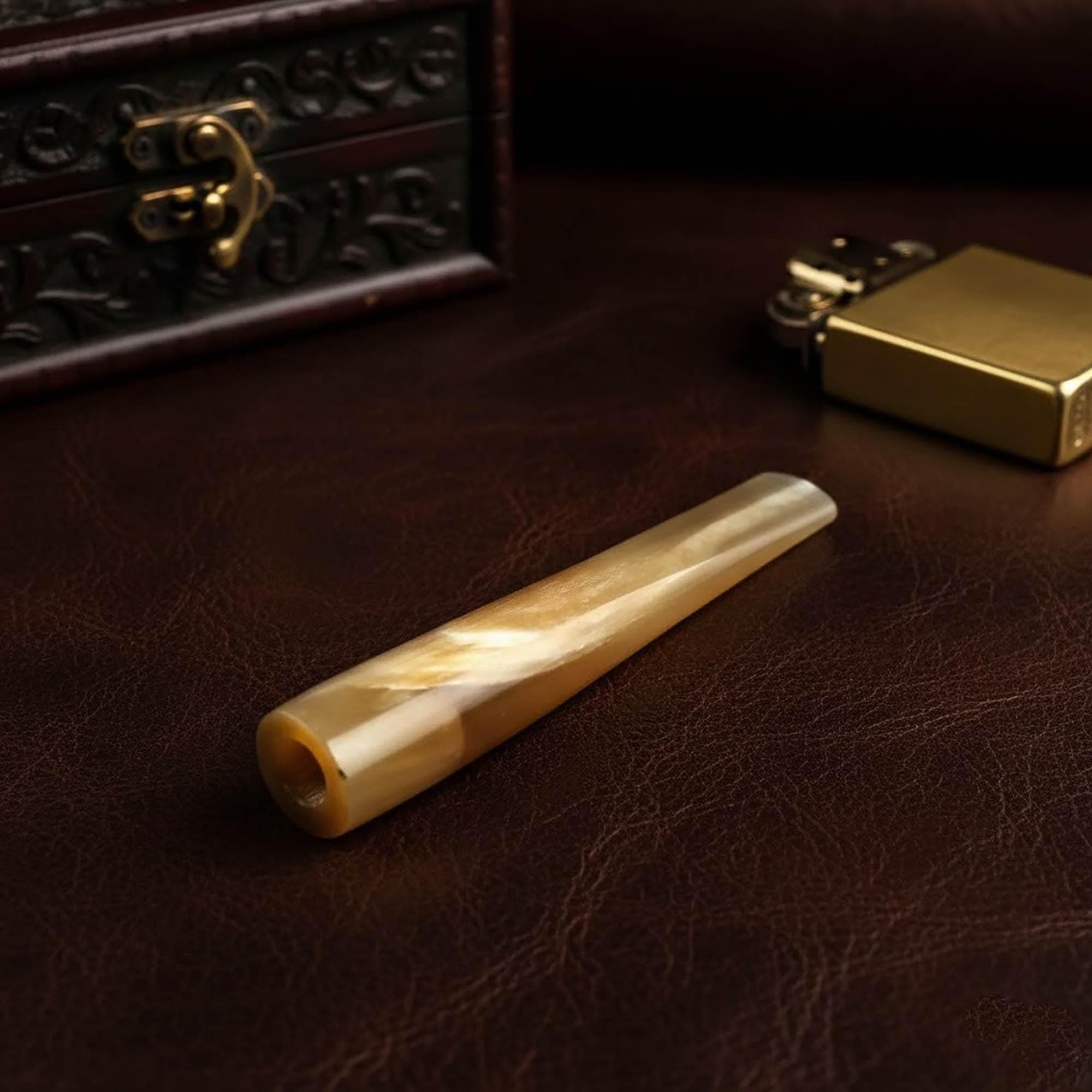 Handcrafted Albino Buffalo Horn Cigarette Holder  | Genuine Hand-Carved Organic Smoking Accessory | Polished Buffalo Horn Stem - image 5