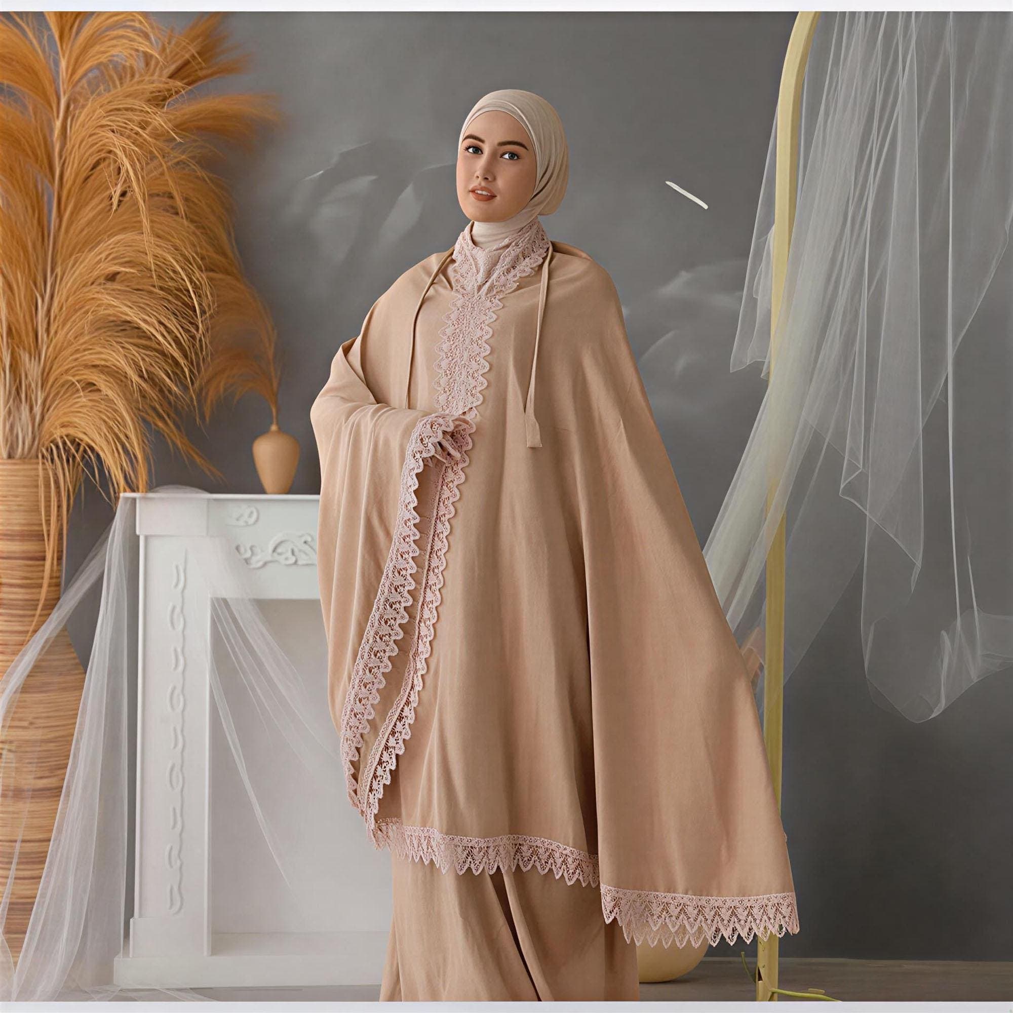 Cotton Mukena Prayer Set | Travel Friendly with Lace - image 3