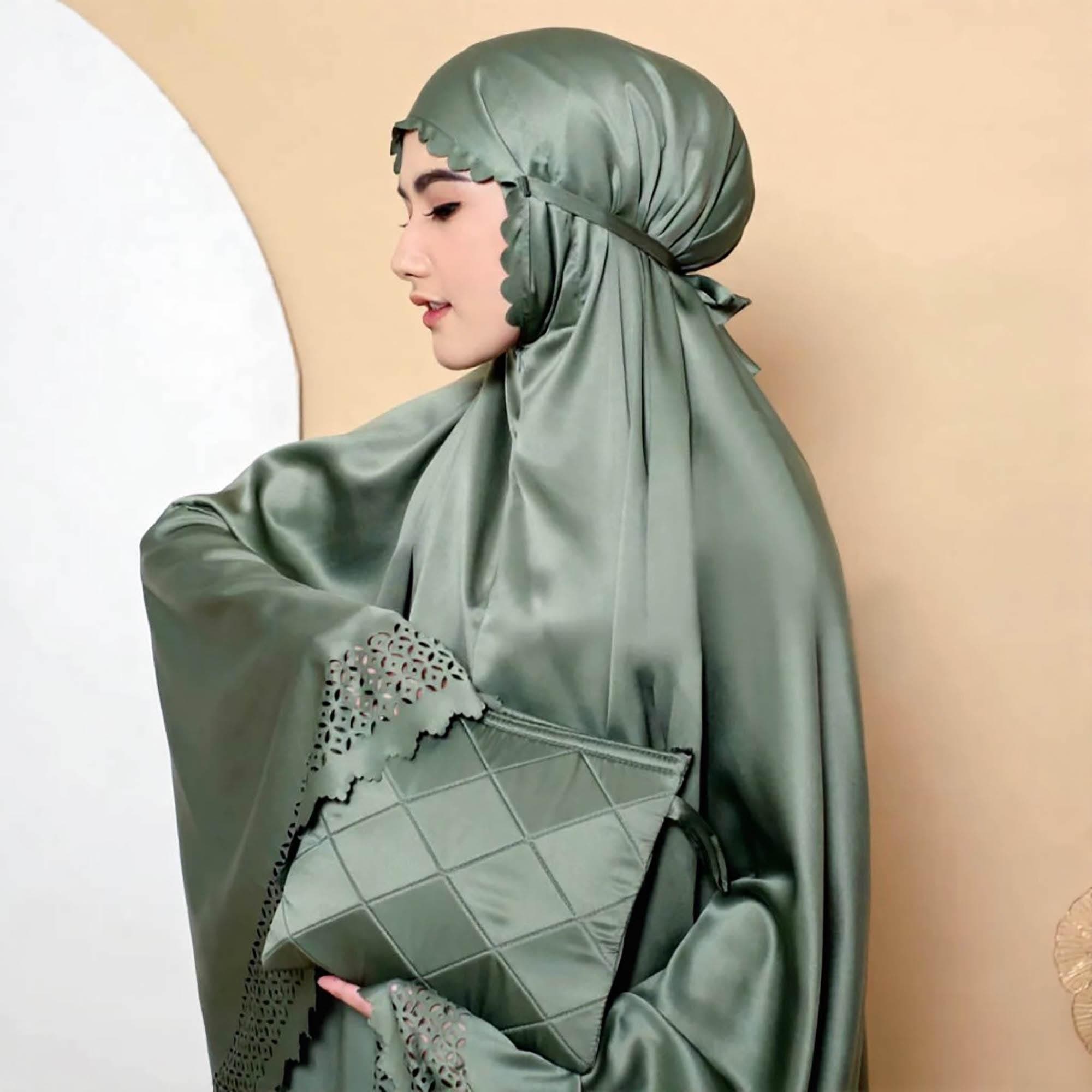 2-in-1 Silk Prayer Set | Satin Mukena with Bag