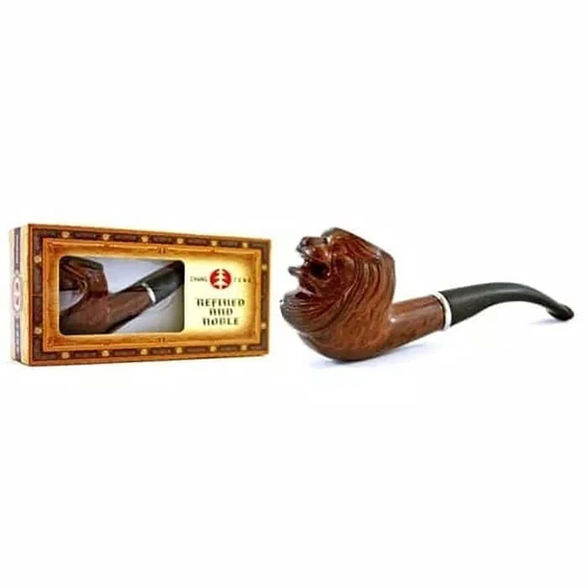 Chung Feng 3736 Tobacco Smoking Pipe Pipe with Lion Carving - image 3