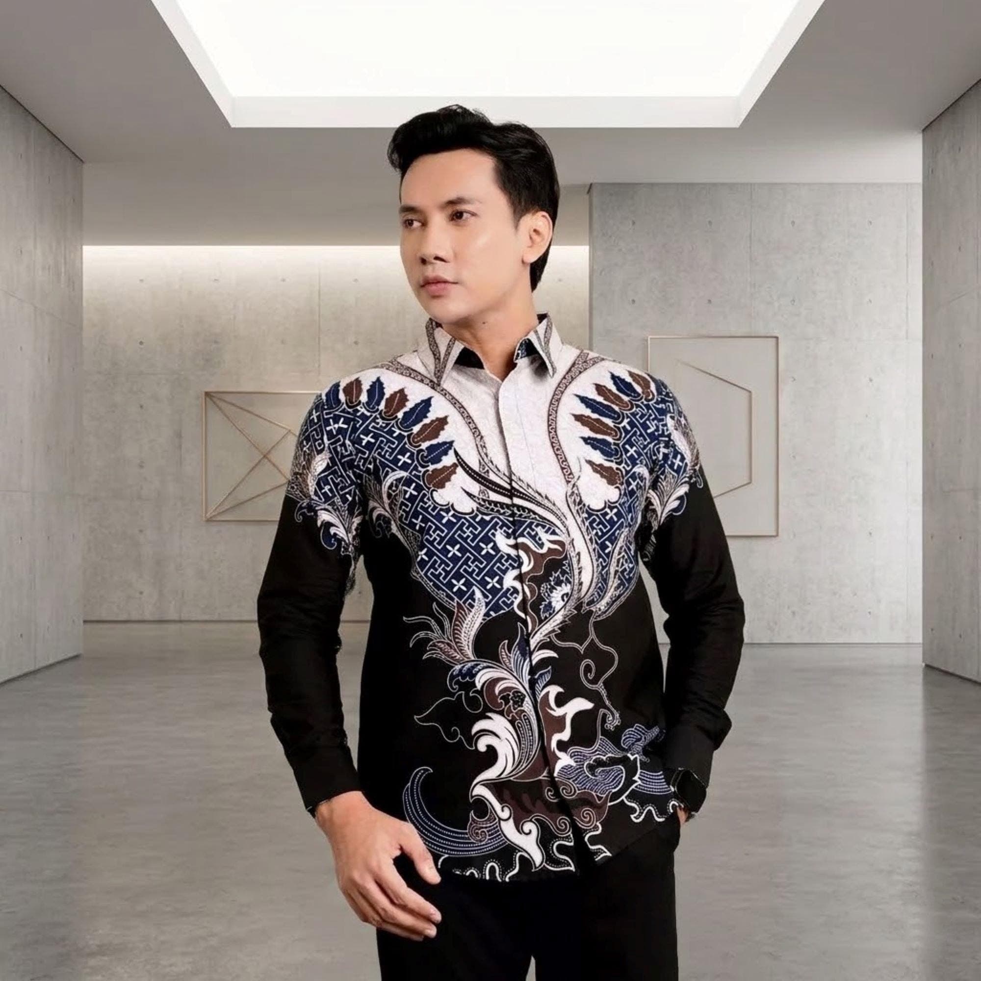 Men's Batik Shirt – Indonesian Dwipantara Motif, Cotton, Long Sleeve Ethnic Wear