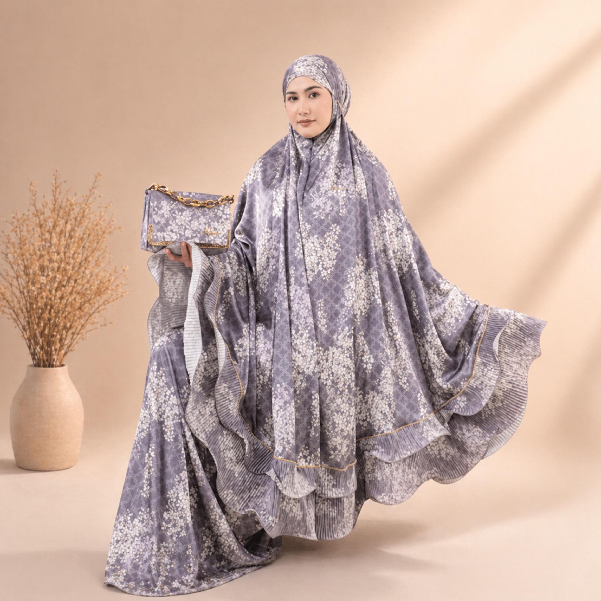 Luxury Silk Mukena 2in1 Prayer Set Elegant Muslim Women Gift - image 5
