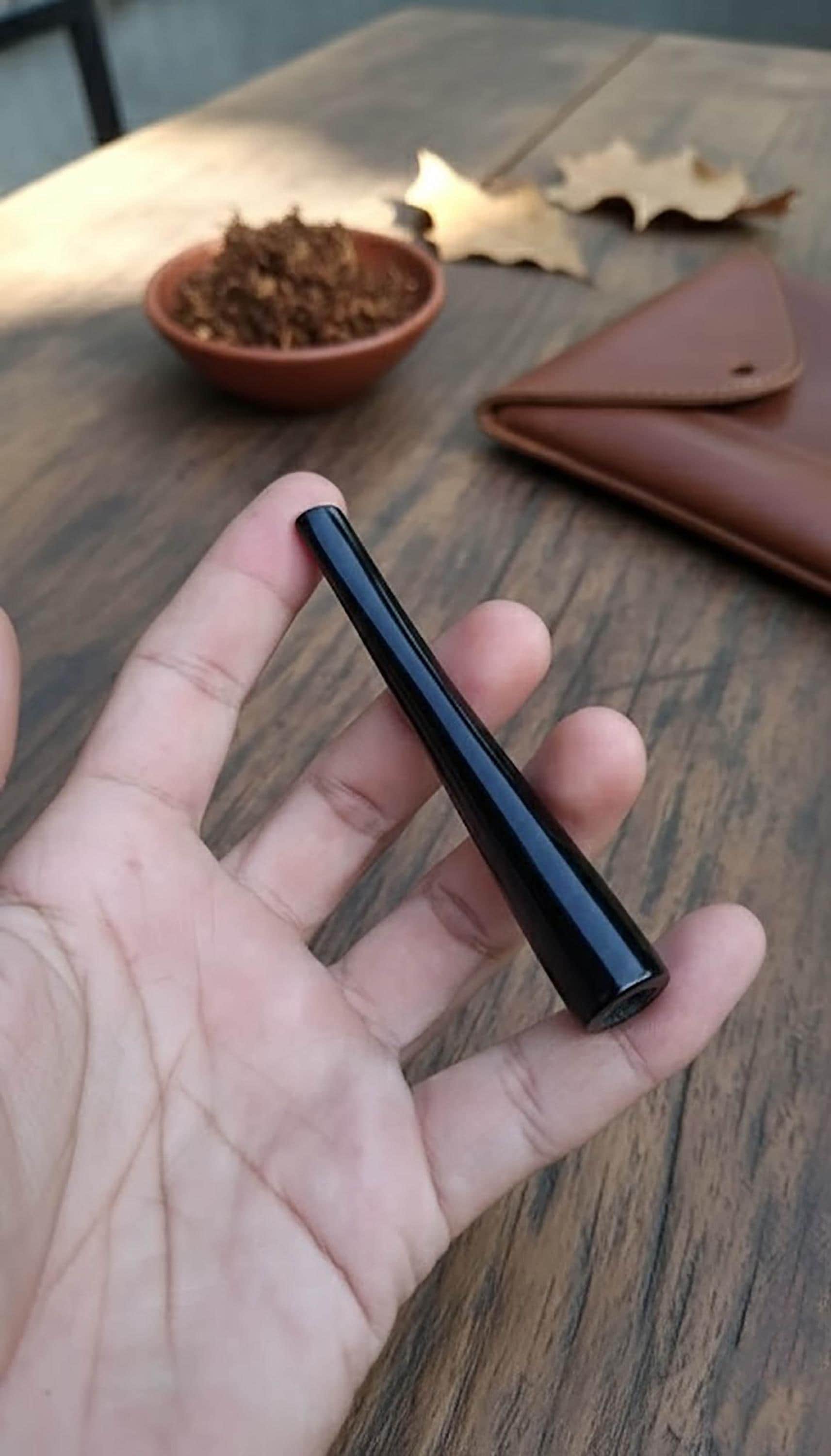Rare Black Moringa Heartwood Slim Pipe | Handcarved Galih Moringa Black 8-10cm | Minimalist Wooden Holder