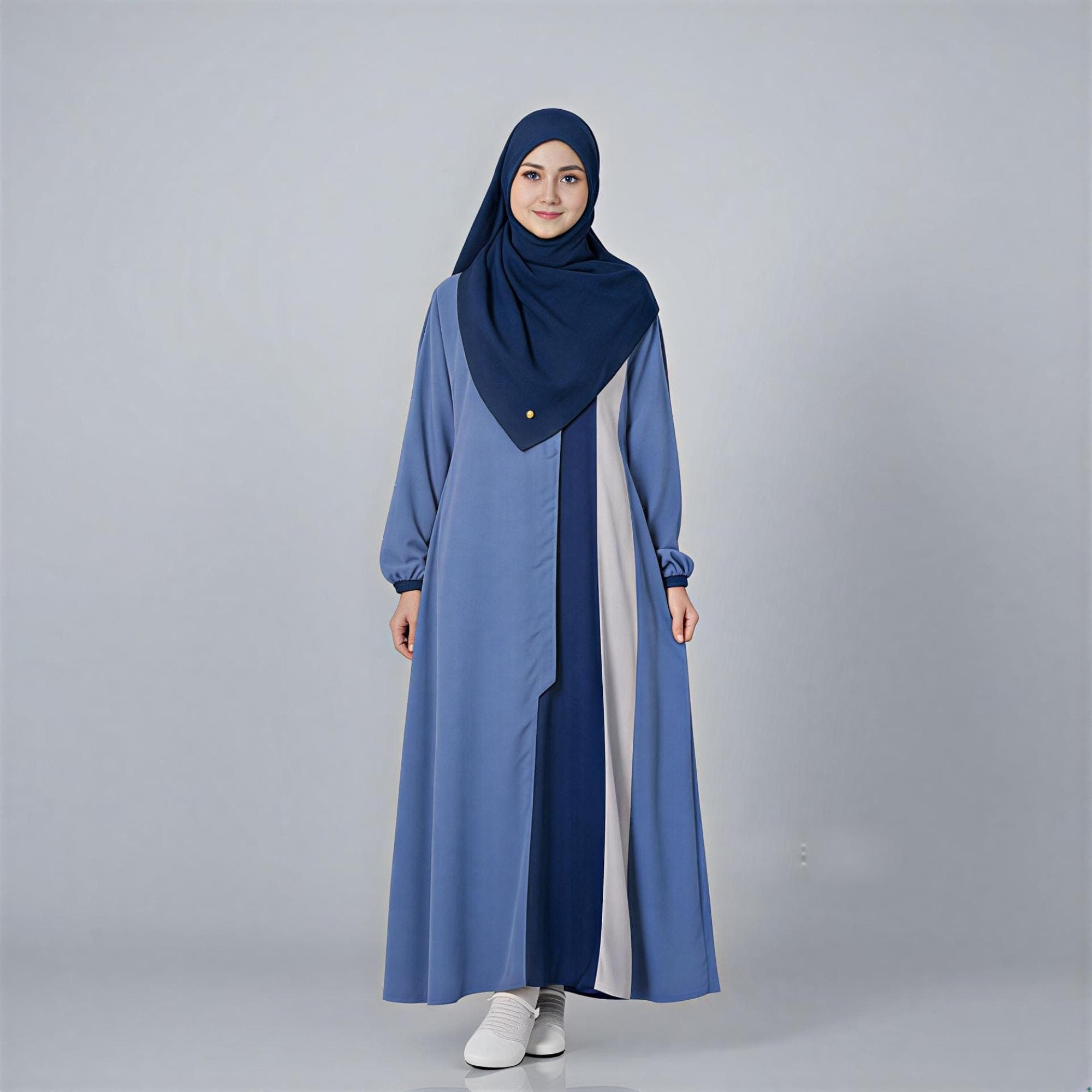 Color Block Abaya Dress – Wollycrepe Modest Maxi Muslimah Fashion - image 5