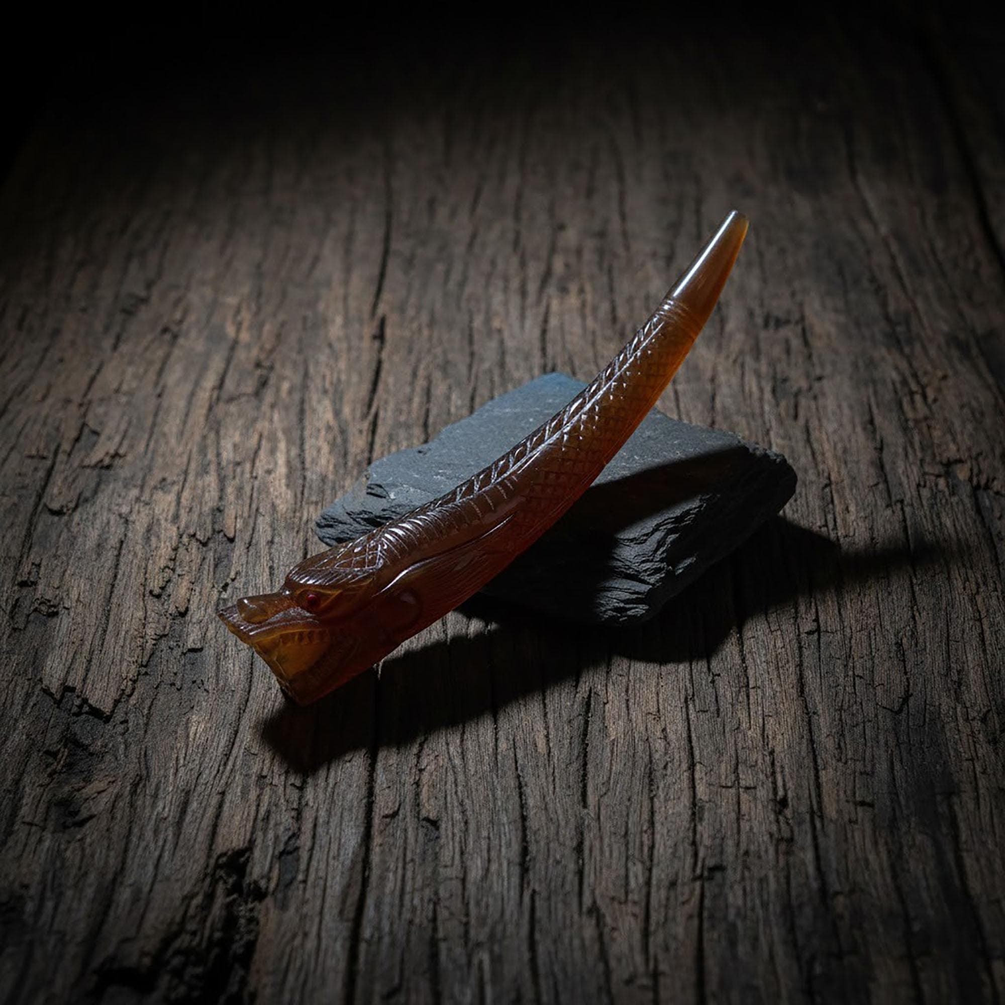 Hand-Carved Black Buffalo Horn Pipe | 3D Dragon Carving Buffalo Horn Smoking Pipe | Artisan Crafted Dark Horn Tobacco Pipe | - image 4