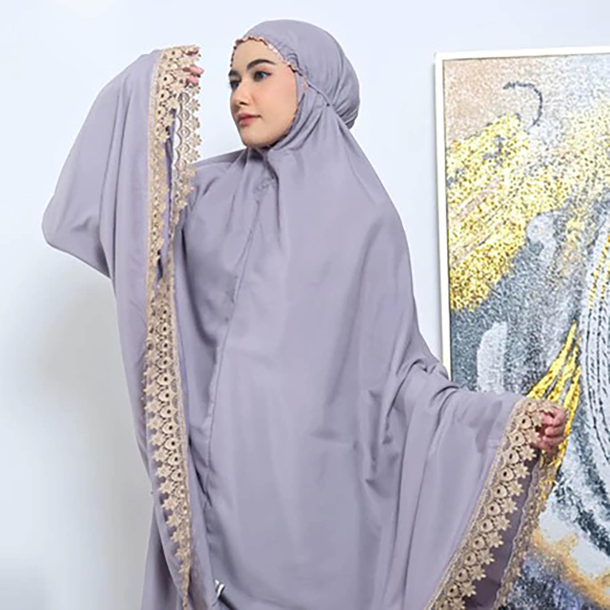 Micro Cotton Prayer Set | Jasmine Lace Mukena, Adult Size - image 3