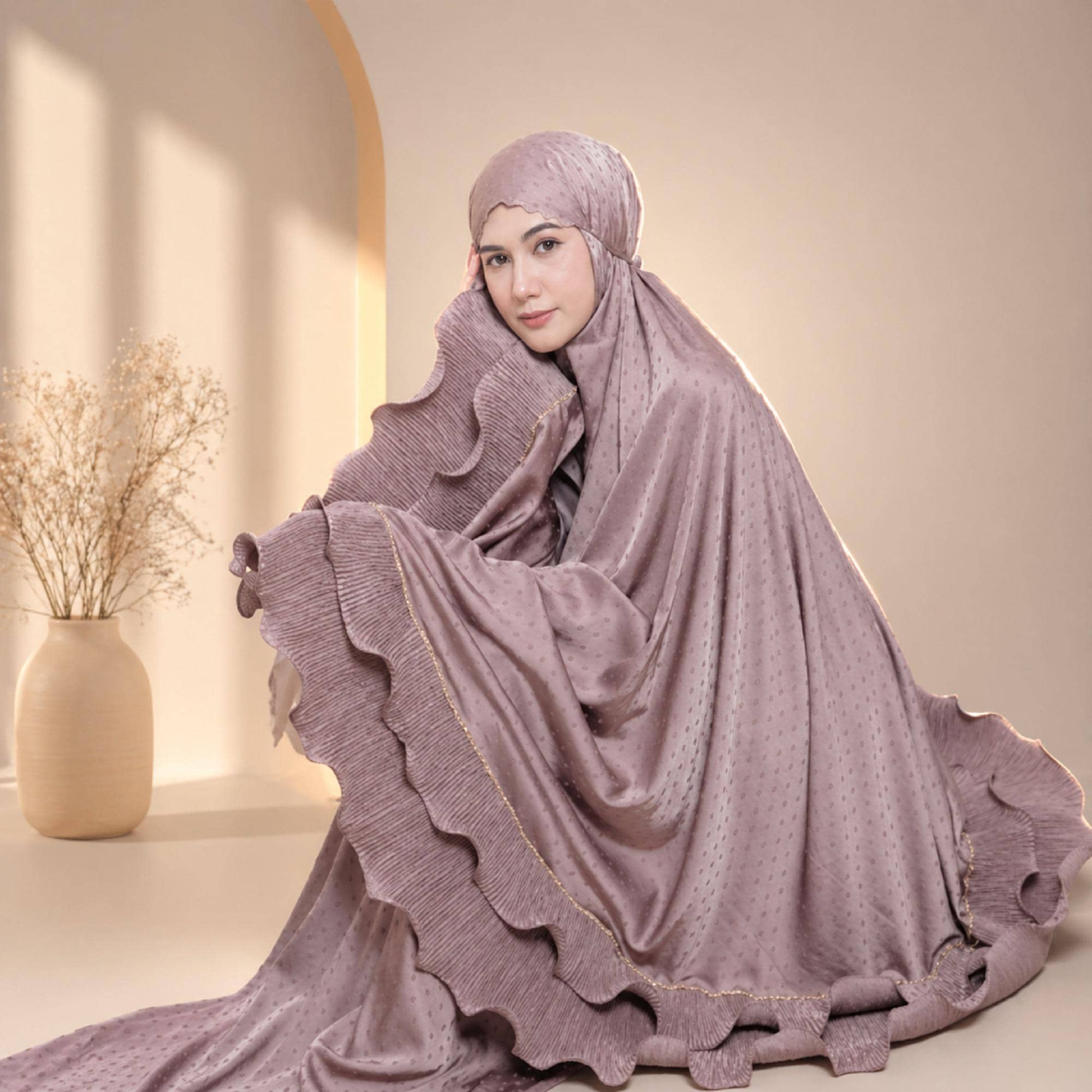 Luxury Silk Prayer Set for Women 2-in-1 Mukena with Travel Bag