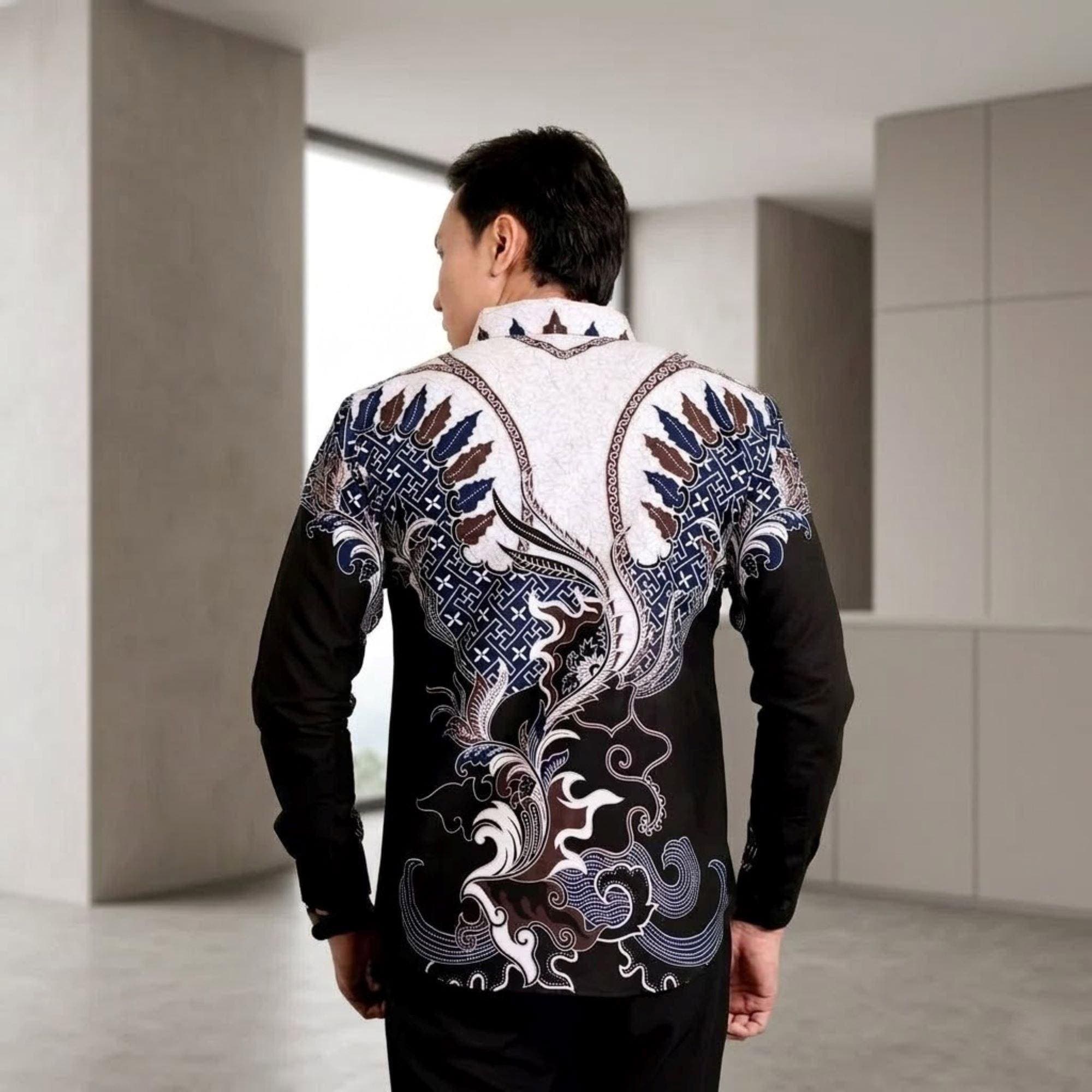 Men's Batik Shirt – Indonesian Dwipantara Motif, Cotton, Long Sleeve Ethnic Wear - image 3