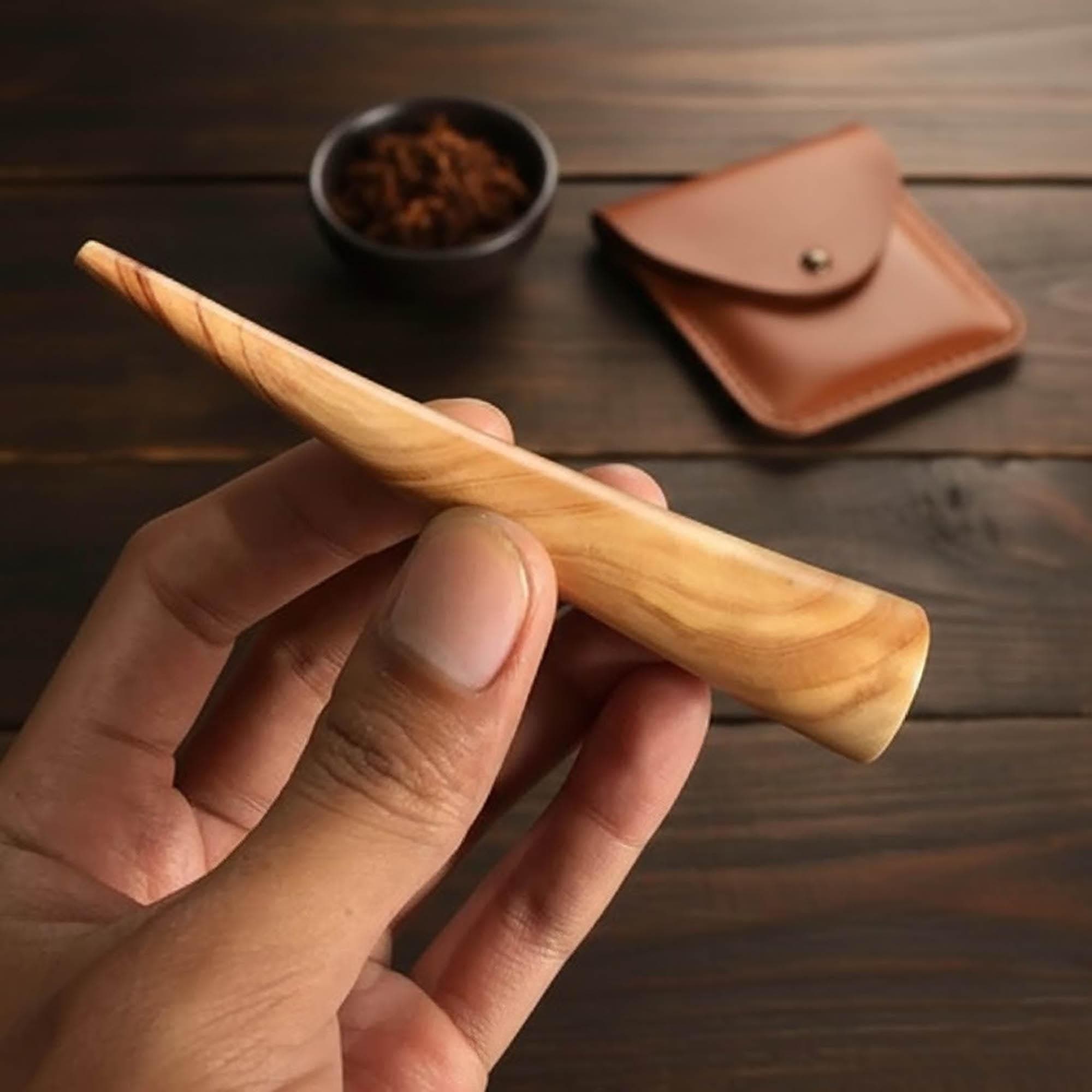 Handcrafted Indian Sandalwood Cigarette Pipe | Extremely Fragrant Natural Cendana Wood Holder | Luxury Smoking Accessory | Gift for Him - image 3