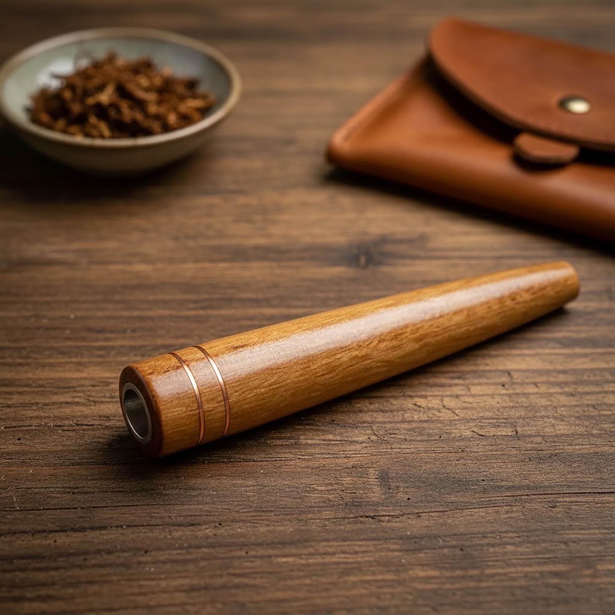 Handcrafted Fragrant Eucalyptus Wood Cigarette Pipe | Natural Menthol Cajuput Wood Holder | Artisanal Vintage Style Smoking Accessory | Gift
