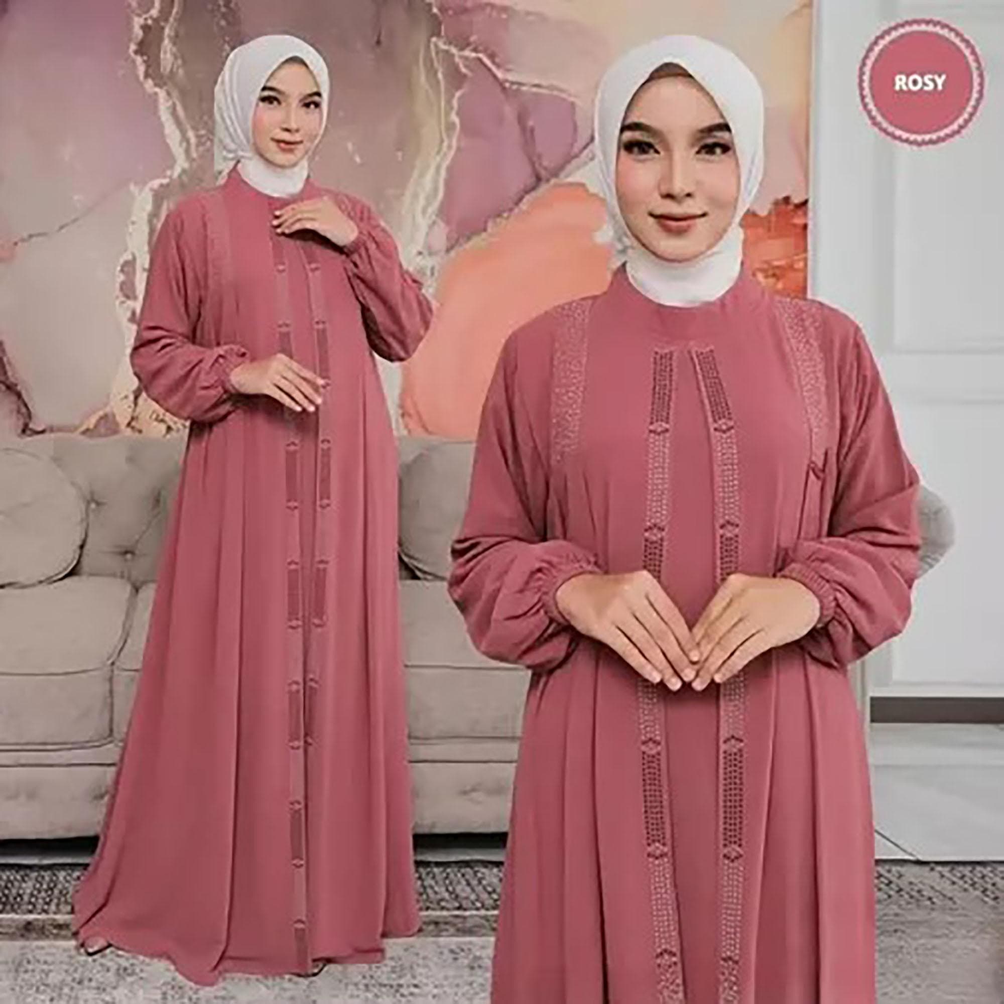 Crinkle Abaya Dress | Ironless Airflow Maxi Gown, Dubai Style, Pearl Shoulder - image 3