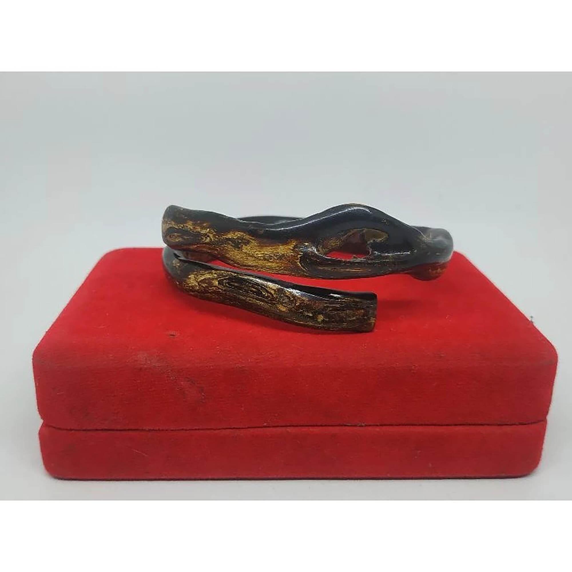 Brahma Batik Black Coral Bangle | Gold Fiber Indonesian Bracelet - image 4