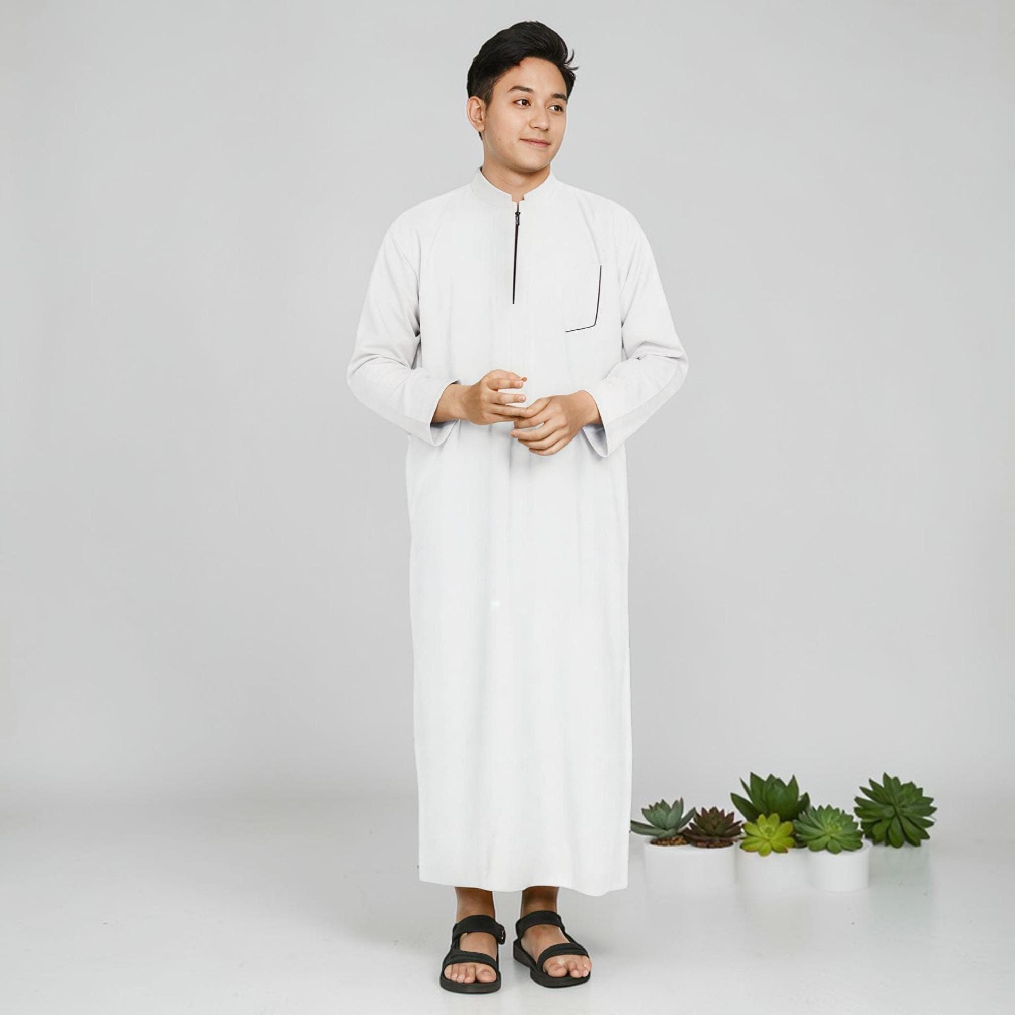 Soft Cotton Thobe for Men | Minimalist Long Sleeve Arabic Kaftan - image 3