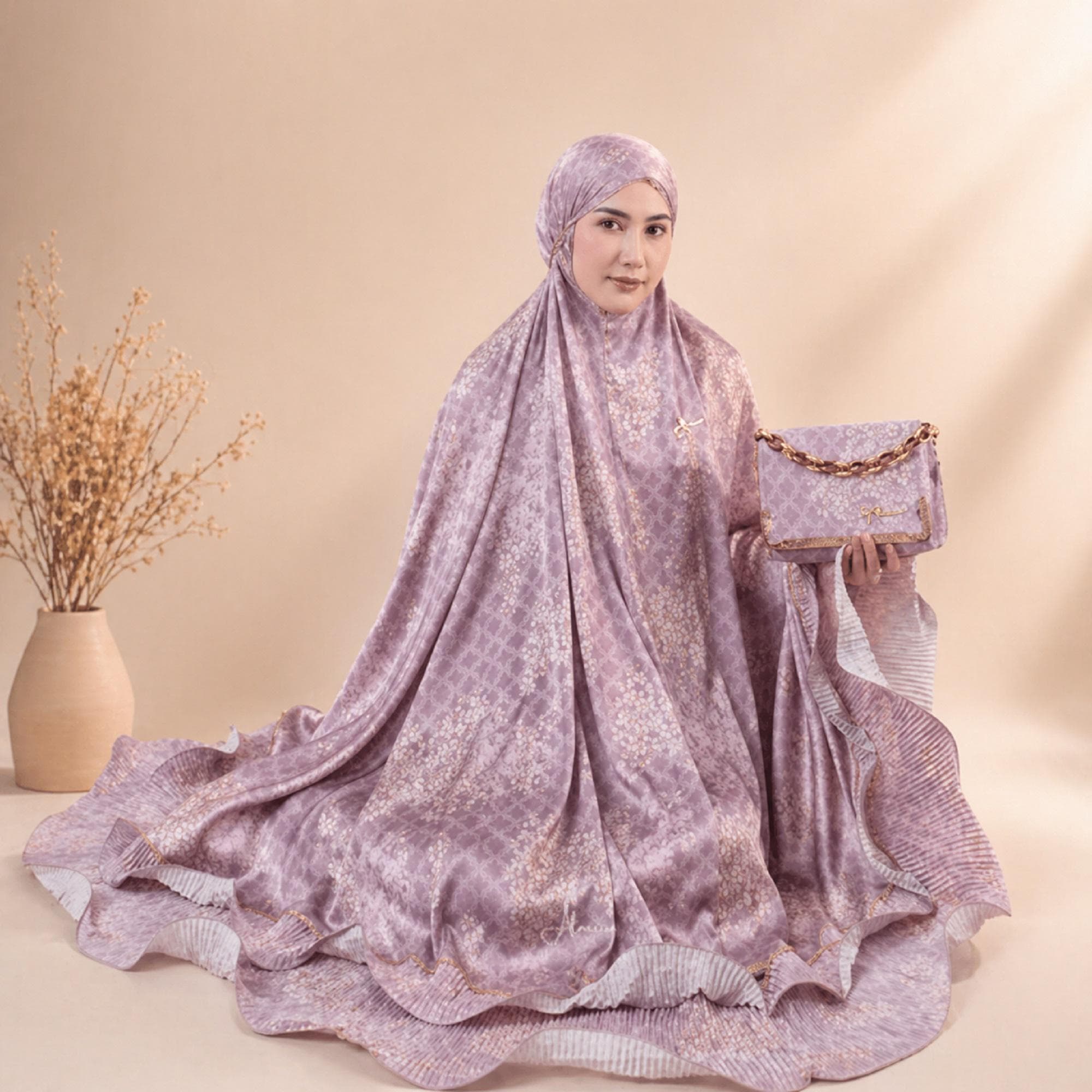 Luxury Silk Mukena 2in1 Prayer Set Elegant Muslim Women Gift - image 4
