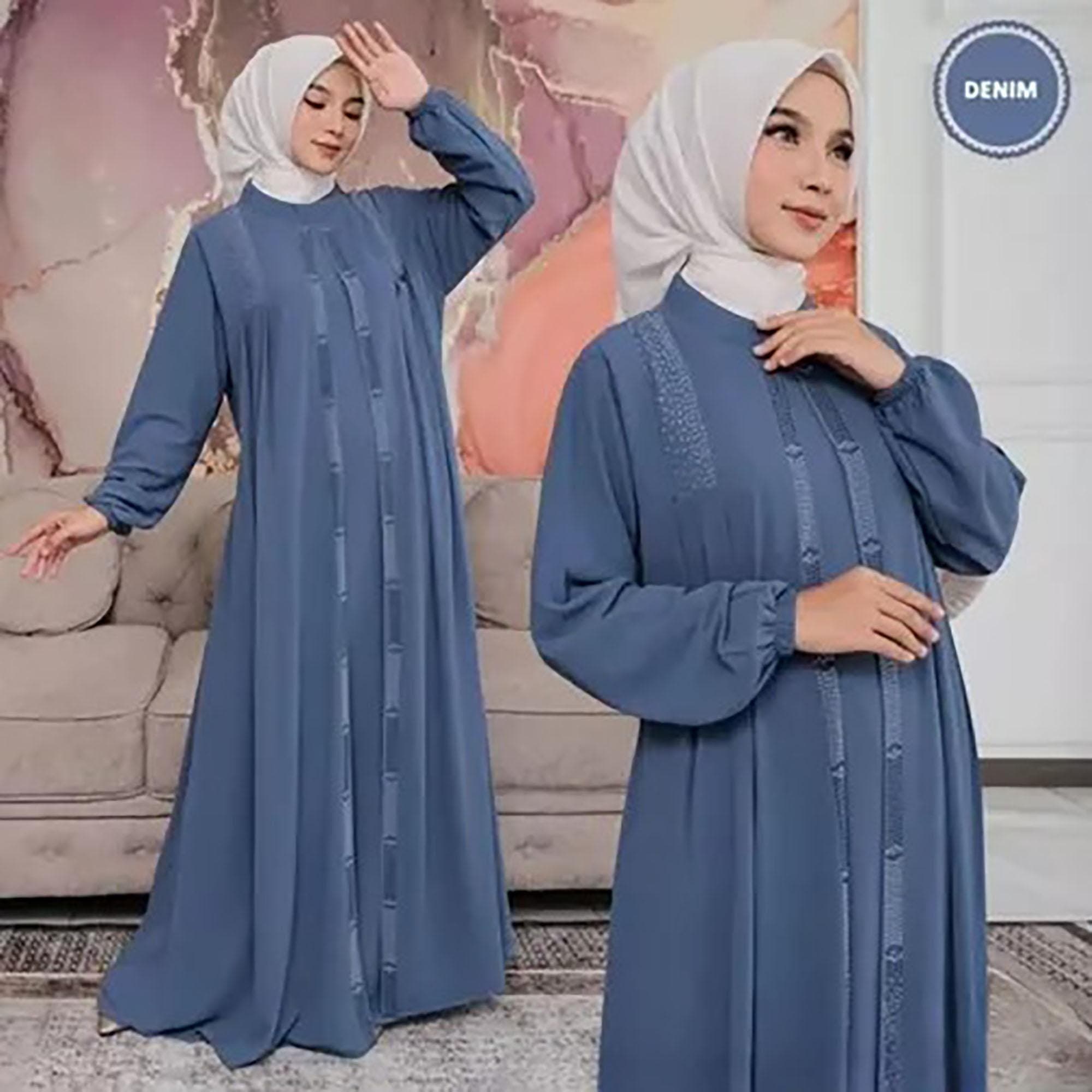 Crinkle Abaya Dress | Ironless Airflow Maxi Gown, Dubai Style, Pearl Shoulder - image 4