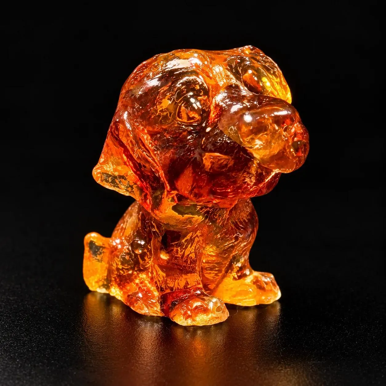 Made in USA Baltic Amber Labrador Puppy Figurine, Sitting Lab Puppy Miniature Sculpture, Honey Amber Desk Decor, Christmas Gift Dog Lover
