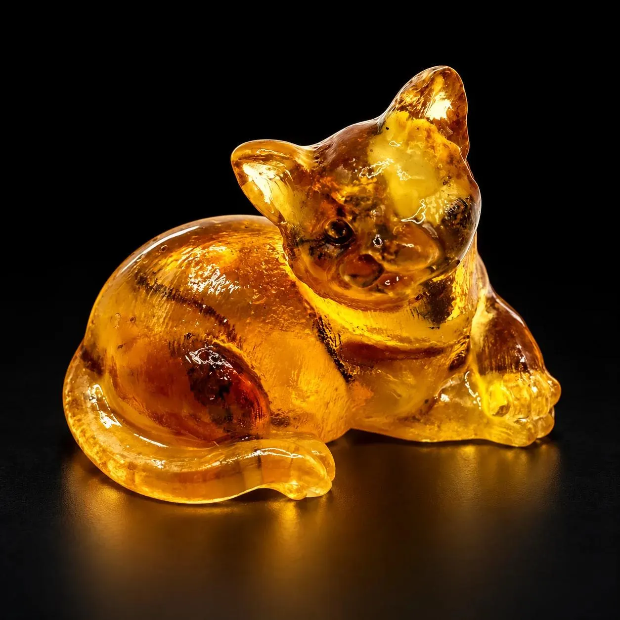 Made in USA Baltic Amber Cat Figurine, Handmade Living Room & Mantel Decor, Housewarming, Birthday  Christmas Gift for a Cat Lover - KIZIMA®