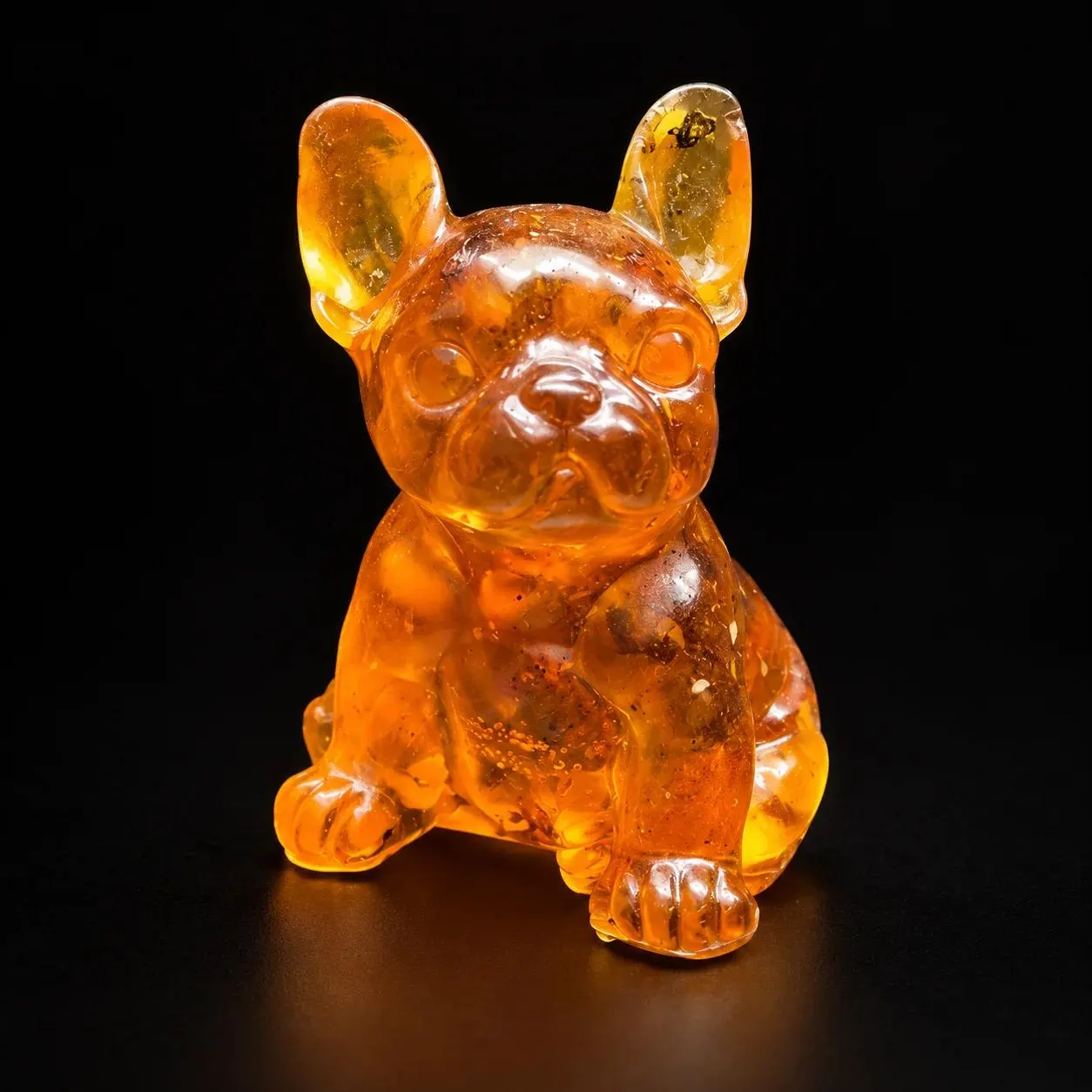 Handmade French Bulldog with Bat Ears, Baltic Amber Figurine | KIZIMA®