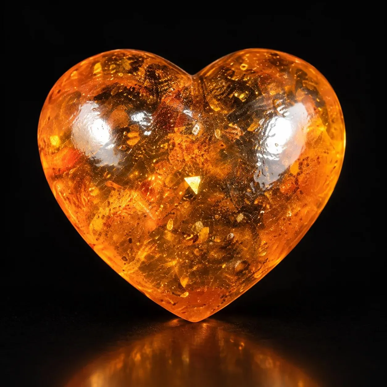 Made in USA Natural Baltic Amber Classic Heart Sculpture, Hand-Polished Amber Keepsake, Valentine's Day, Anniversary & Birthday Gift for Her