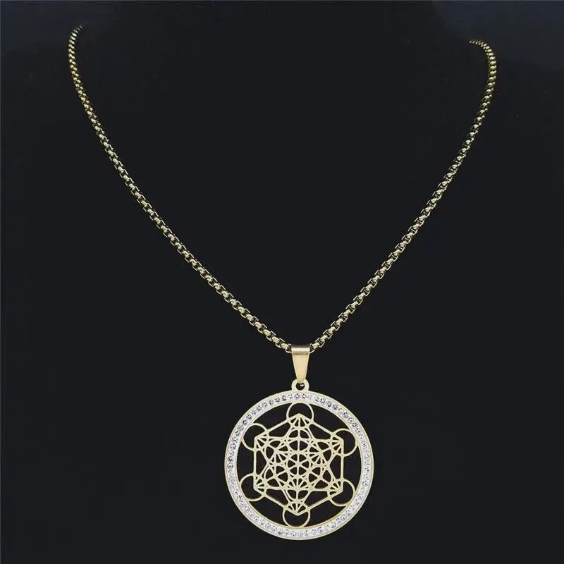 Flower of Life Chakra Stainless Steel Pendant Necklace with Chain for Men & Women
