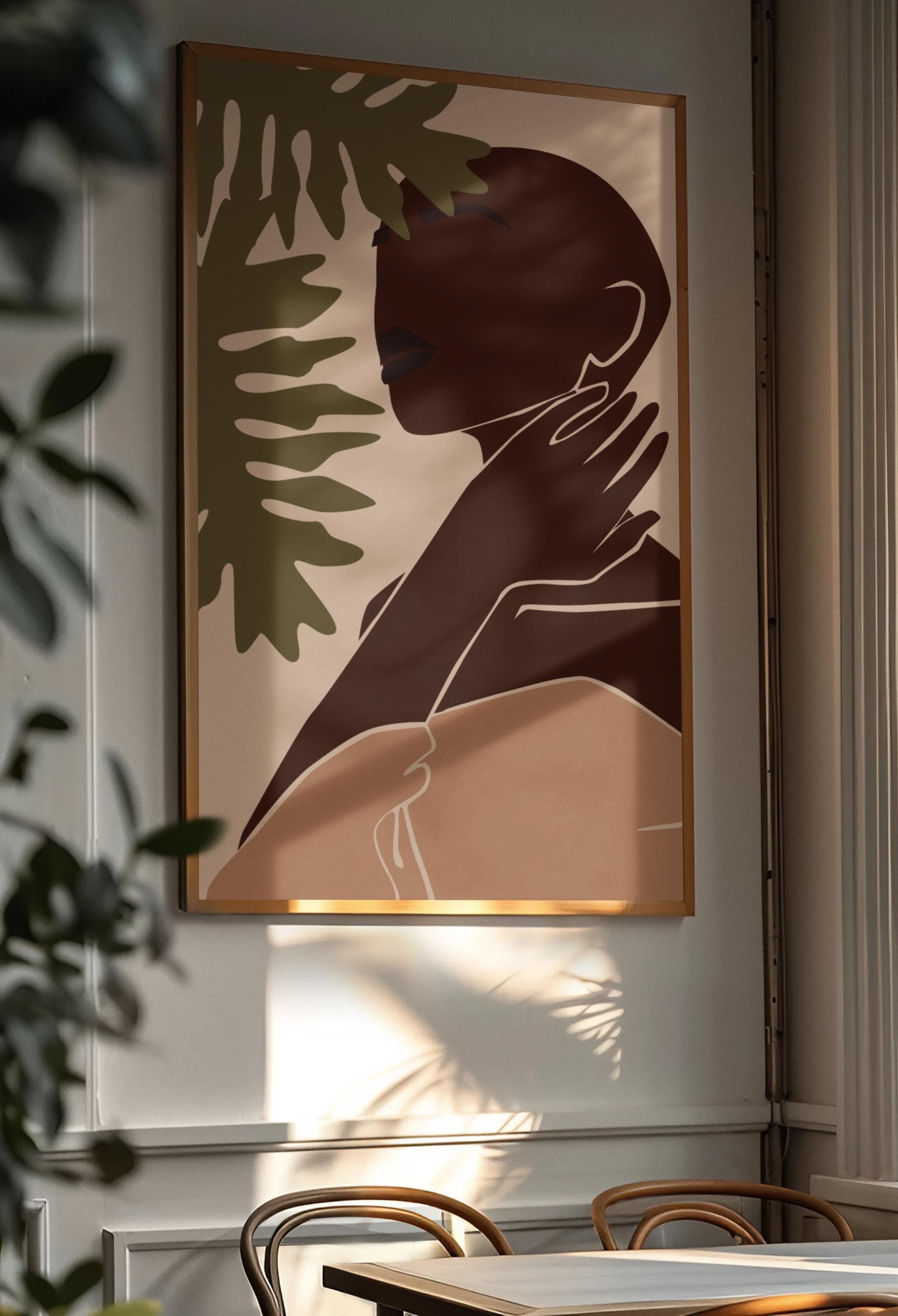Minimalist Afrocentric Art Print – Black Woman Botanical Illustration, Modern Self-Love Decor - image 3