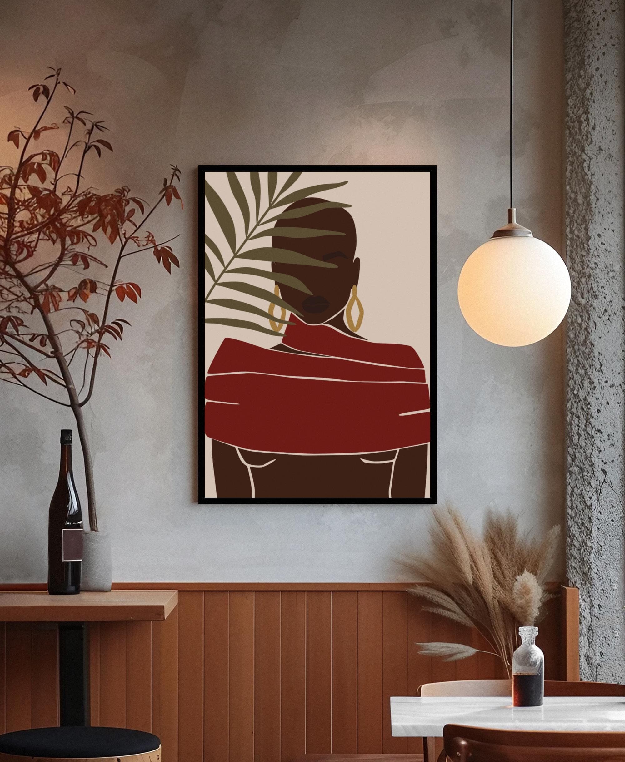 Black Woman Botanical Art Print – Afrocentric Modern Wall Decor, Bold Cultural Illustration - image 3