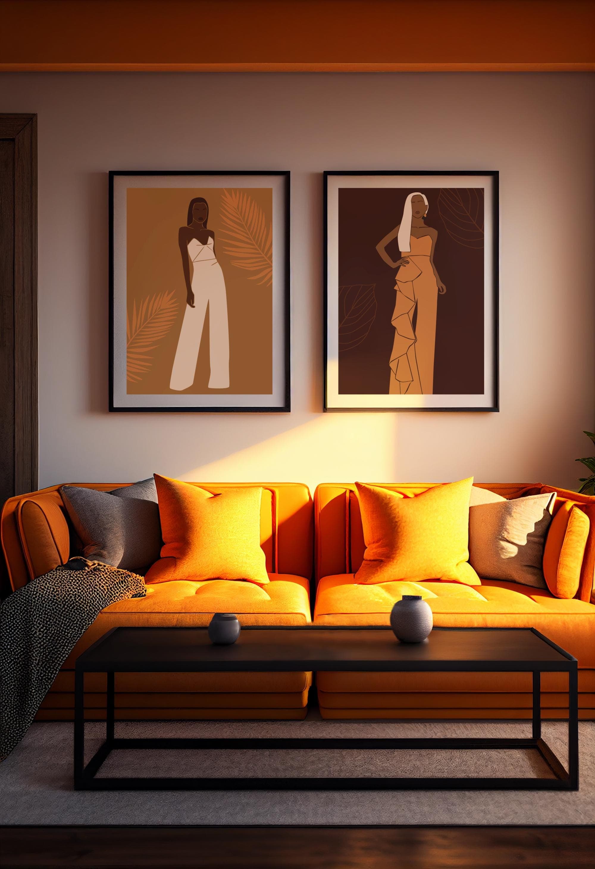 Minimalist Palm Leaf Fashion Wall Art Print – Elegant Neutral Woman Silhouette | Warm Earth Tones | Free Gift Included A3 A4 5x7 6x4 - image 5