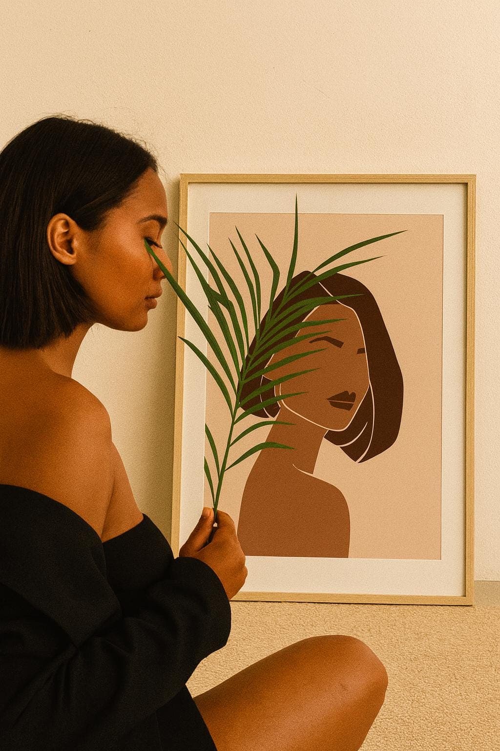 Fashion Portrait Print – Tropical Woman Illustration, Digital Download (A3/A4 + Free Phone Wallpaper) - image 5