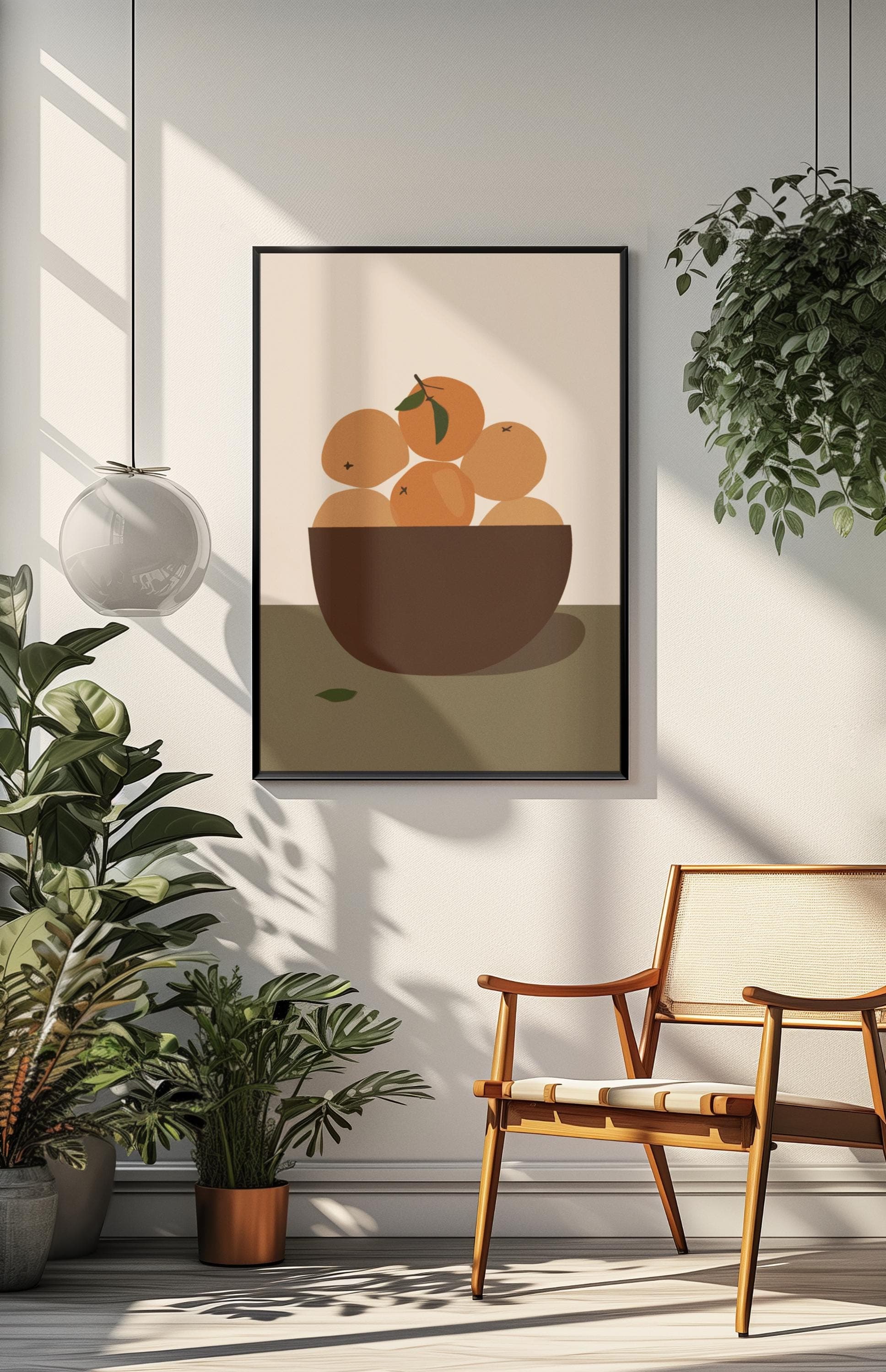 Minimalist Fruit Bowl Art Print – Modern Kitchen Still Life, Neutral A3 Poster - image 3