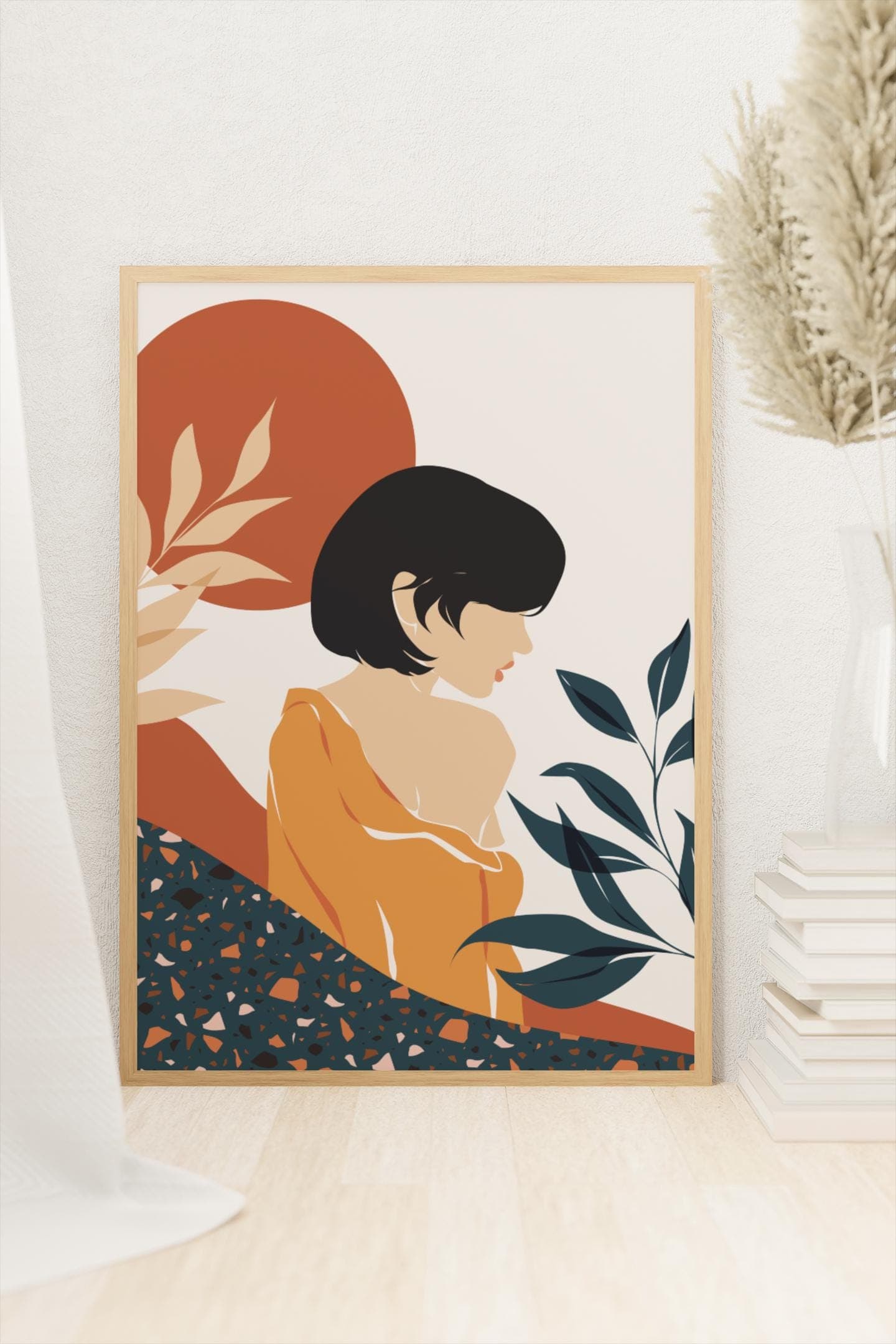 Abstract Woman Line Art Print – Minimalist Boho Illustration, Contemporary Home Decor (A3)