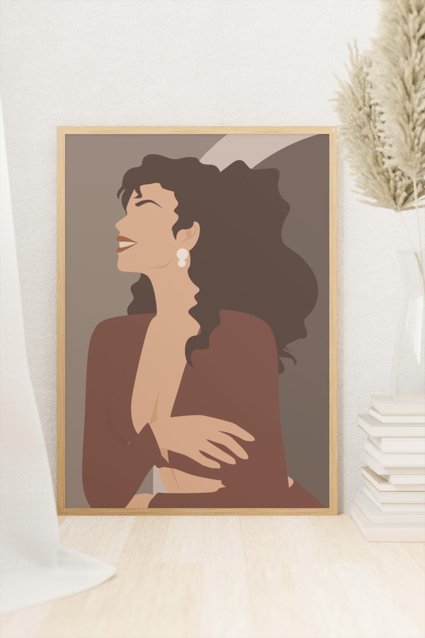 Minimalist Fashion Illustration Print – Woman in Brown Outfit, Neutral Modern Gallery Wall Art